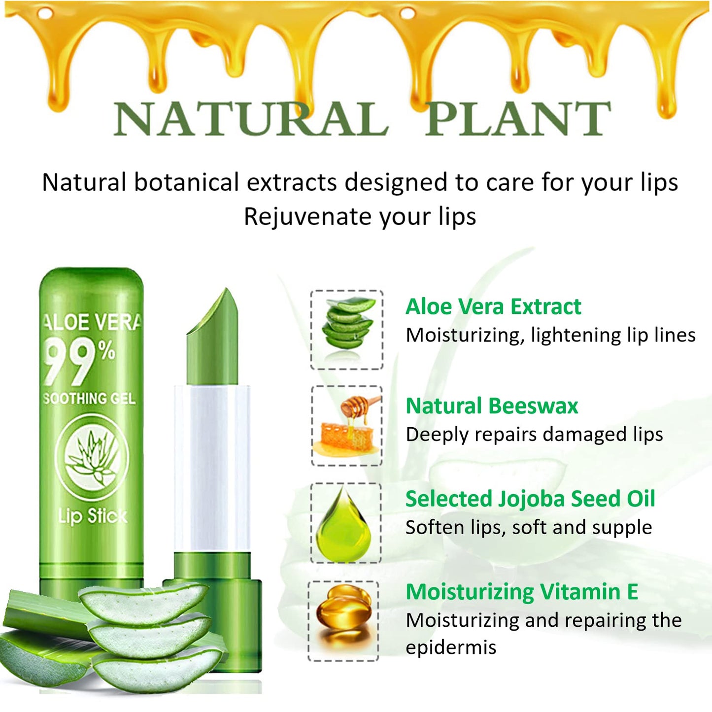 LZYLLS 4 Pack Aloe Vera Lipstick,Long Wear Nourishing Lip stick,Waterproof Moisturizing Color Changing Lip Balm Lipstick,Lip Gloss,Magic Temp Color Beauty & Personal Care LZYLLS