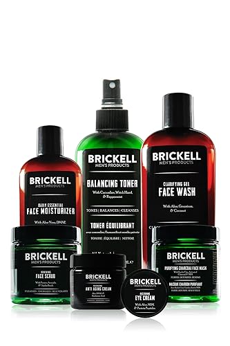 Brickell Men's Daily Elite Face Care Routine I, Toner, Gel Facial Wash, Face Scrub, Anti-Aging Night Cream, Eye Cream, Charcoal Mask and Moisturizer Beauty & Personal Care Brickell Men's Products