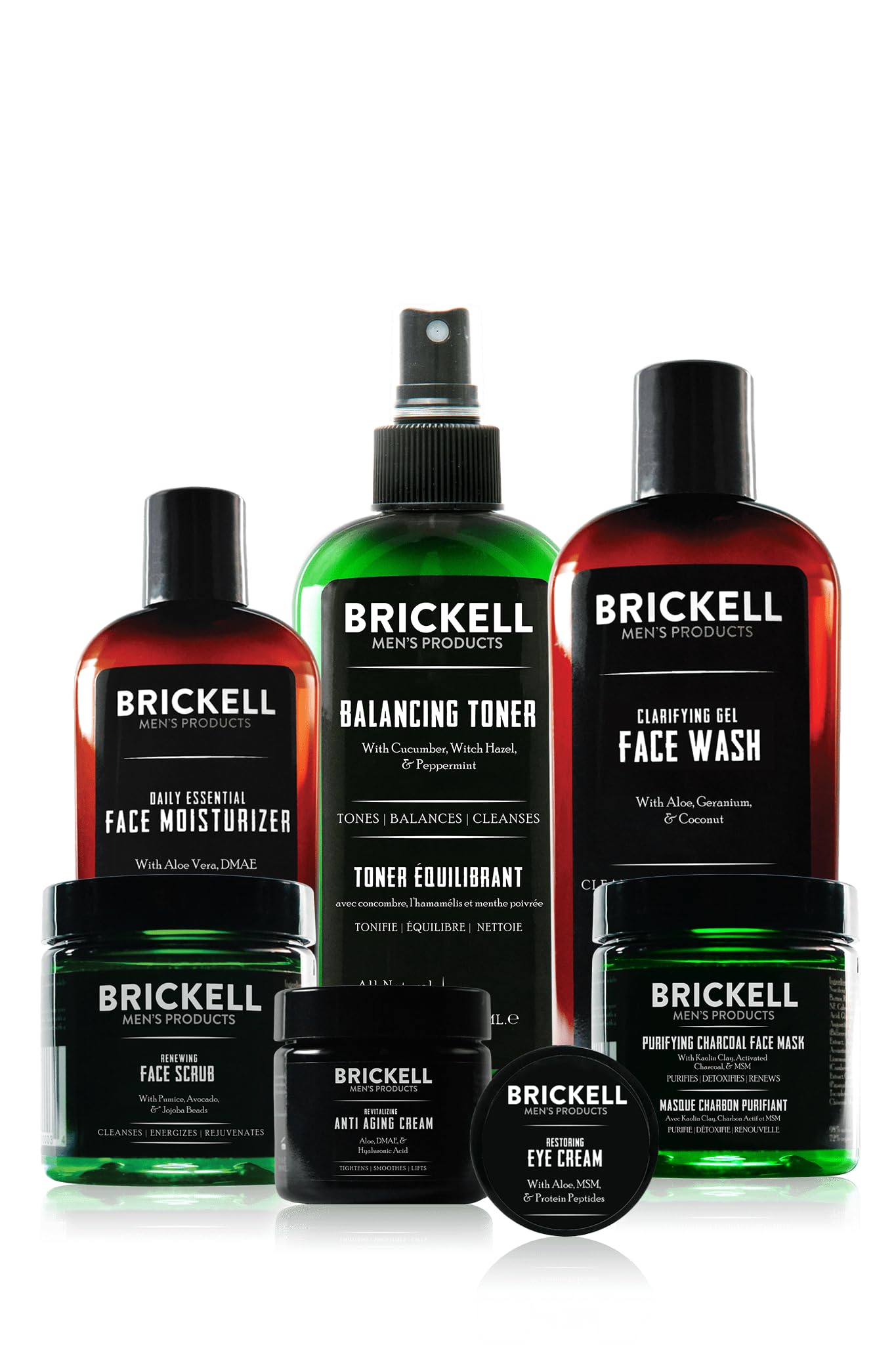 Brickell Men's Daily Elite Face Care Routine I, Toner, Gel Facial Wash, Face Scrub, Anti-Aging Night Cream, Eye Cream, Charcoal Mask and Moisturizer Beauty & Personal Care Brickell Men's Products
