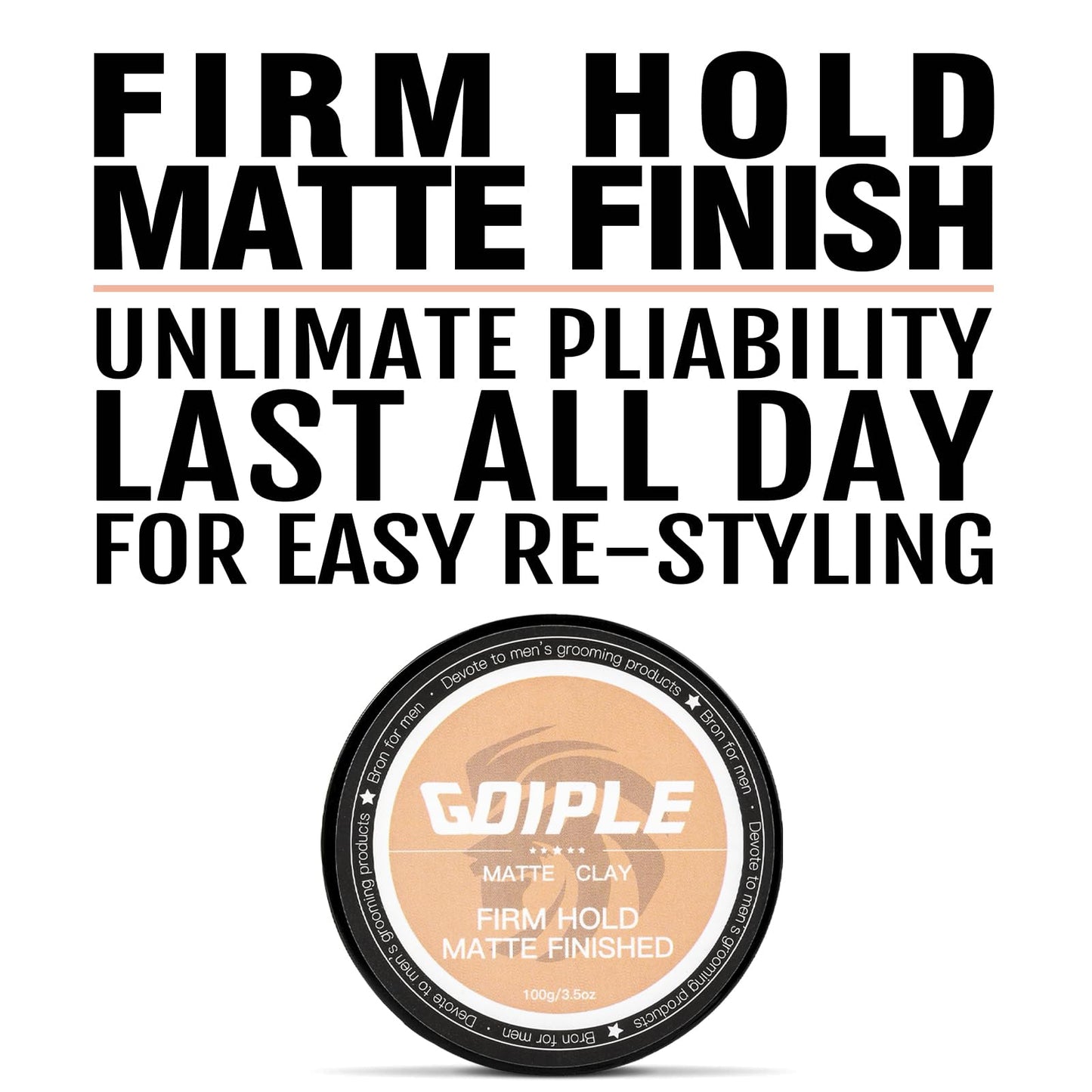 Hair Styling Clay, Matte Finish Hair Paste for Men, Water Based Matte Texture, Clay Pomade Ideal for All Men's Hair Types 100g (3.5oz) Beauty & Personal Care Goiple