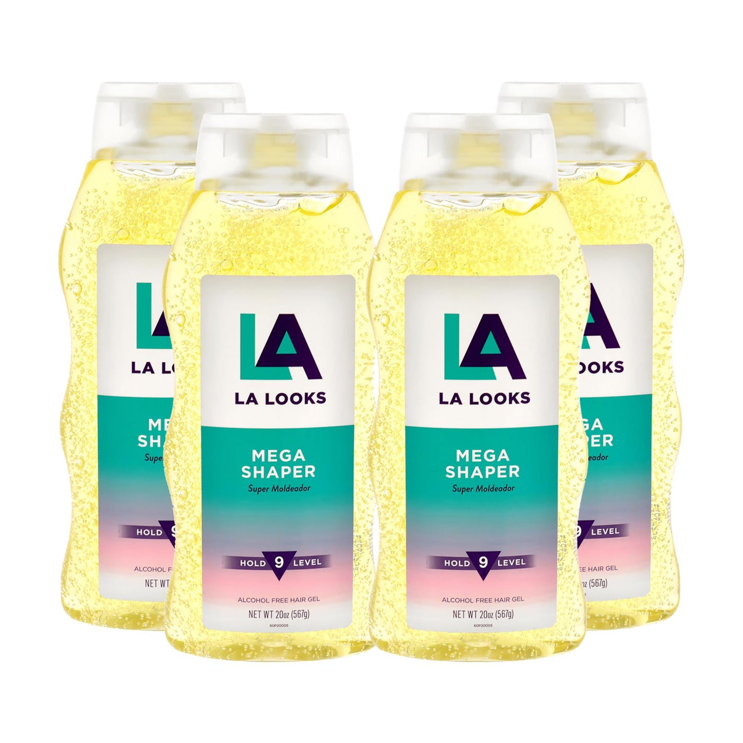 L.A. Looks Mega Shaper Hair Gel - Mega Level 9 Hold - Hair Gel for Women - Lasts All Day - Non-Sticky, Alcohol-Free, No Flaking - 4 pc Beauty & Personal Care L.A. Looks