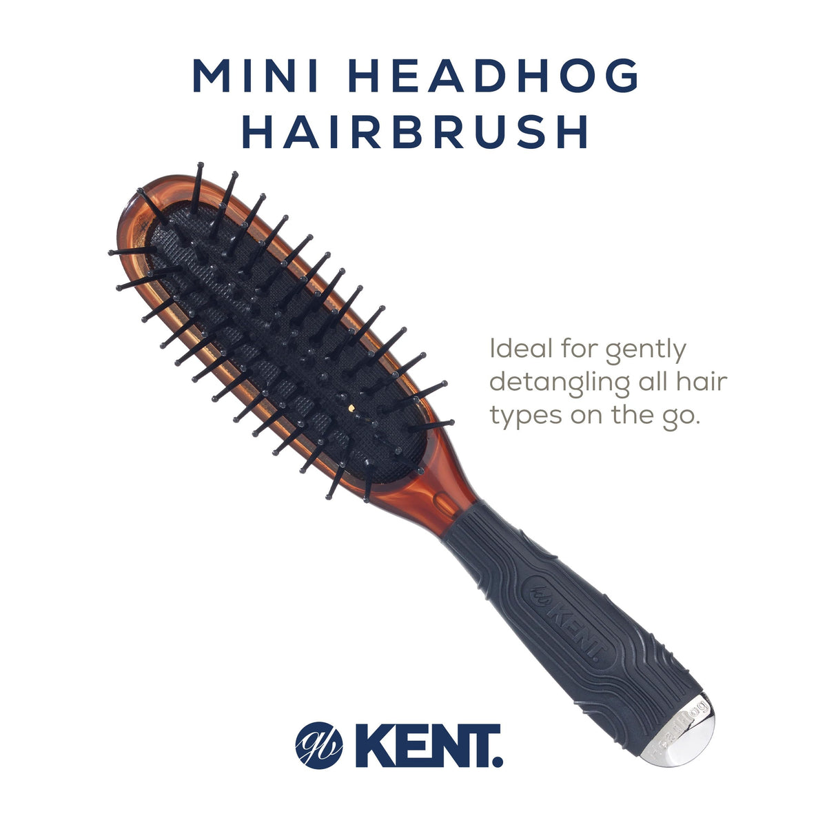 Kent Minihog Detangler Brush, Anti Static Hair Brush with Rounded Nylon Bristles for All Hair Types, Travel Brush with Ergonomic Grip for Easy Styling