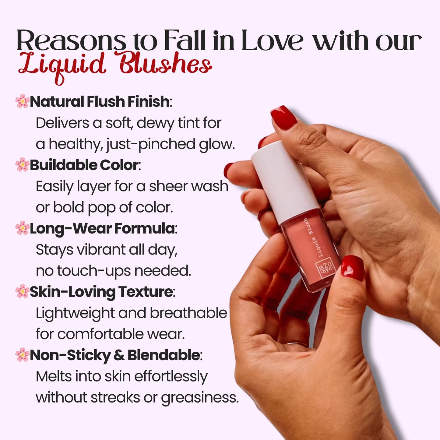 M2U NYC Red Hydrating Liquid Blush - Soft, Dewy Liquid Blush for Cheeks with High Pigment Color & Breathable Feel - Lightweight & Blendable Beauty & Personal Care M2U NYC