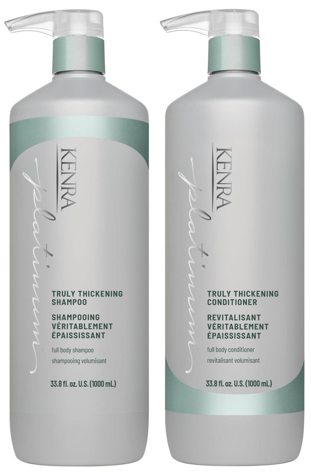 Kenra Platinum Truly Thickening Shampoo & Conditioner Set| Volumizing + Fuller-Looking Hair | Adds Body | Lightweight | for Fine & Thin Hair | Sulfate