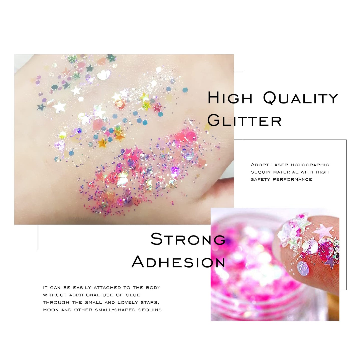 Ownest 12 Colors Holographic Chunky Glitter Gel Set, Christmas Party Makeup Face Body Eye Lips Hair Nail Cosmetic Festival Chunky Glitter Eyeshadow Beauty & Personal Care Ownest