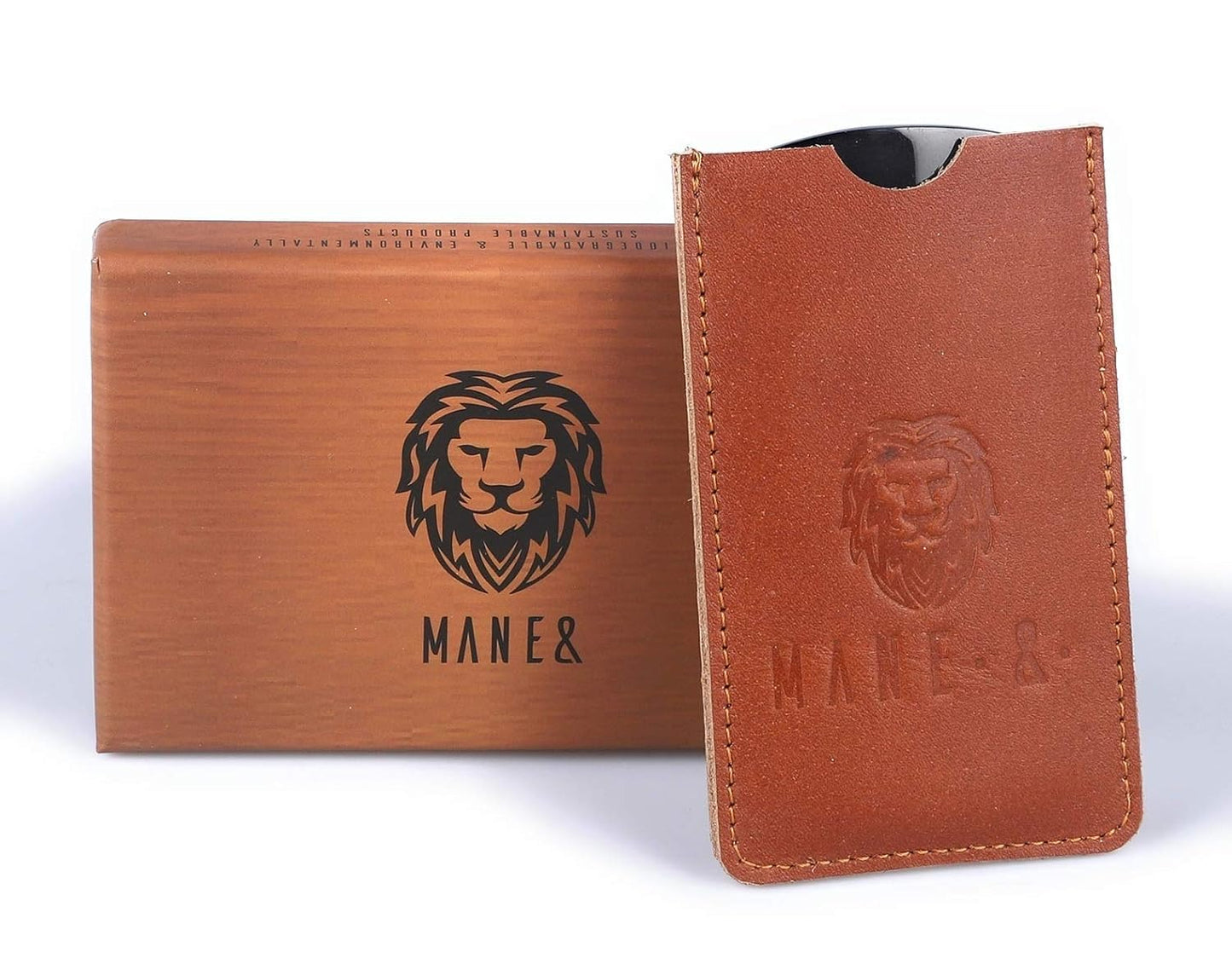 Premium 100% Oxhorn Dual-Action Beard Comb with Genuine Leather Case - the Perfect Beard Grooming Gift for Men by Man & Mane. Beauty & Personal Care MAN & MANE
