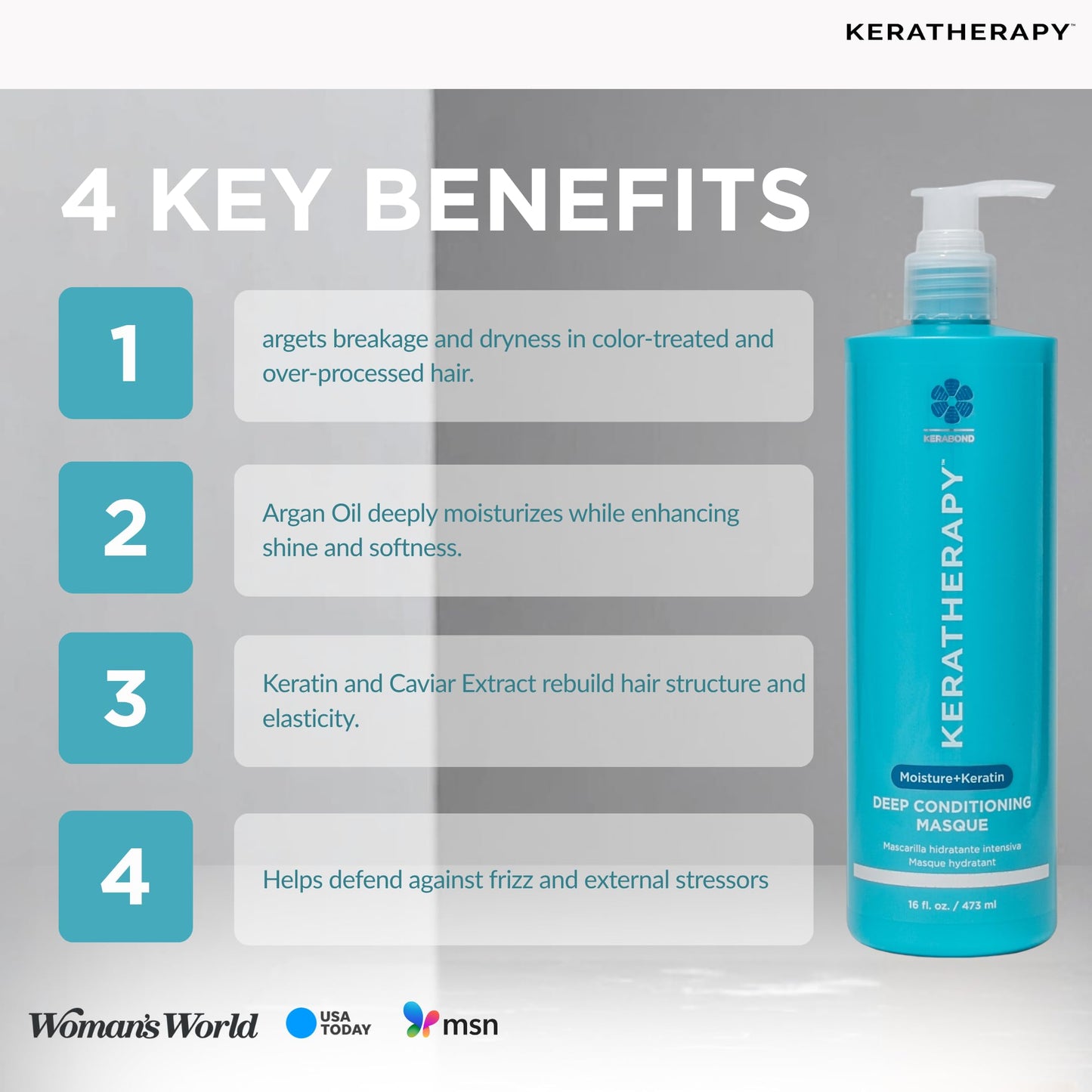 KERATHERAPY Keratin Infused Deep Conditioning Masque, 16.9 fl. oz., 500 ml - Moisturizing Hair Deep Conditioning Treatment with Kerabond, Jojoba Oil Beauty & Personal Care KERATHERAPY