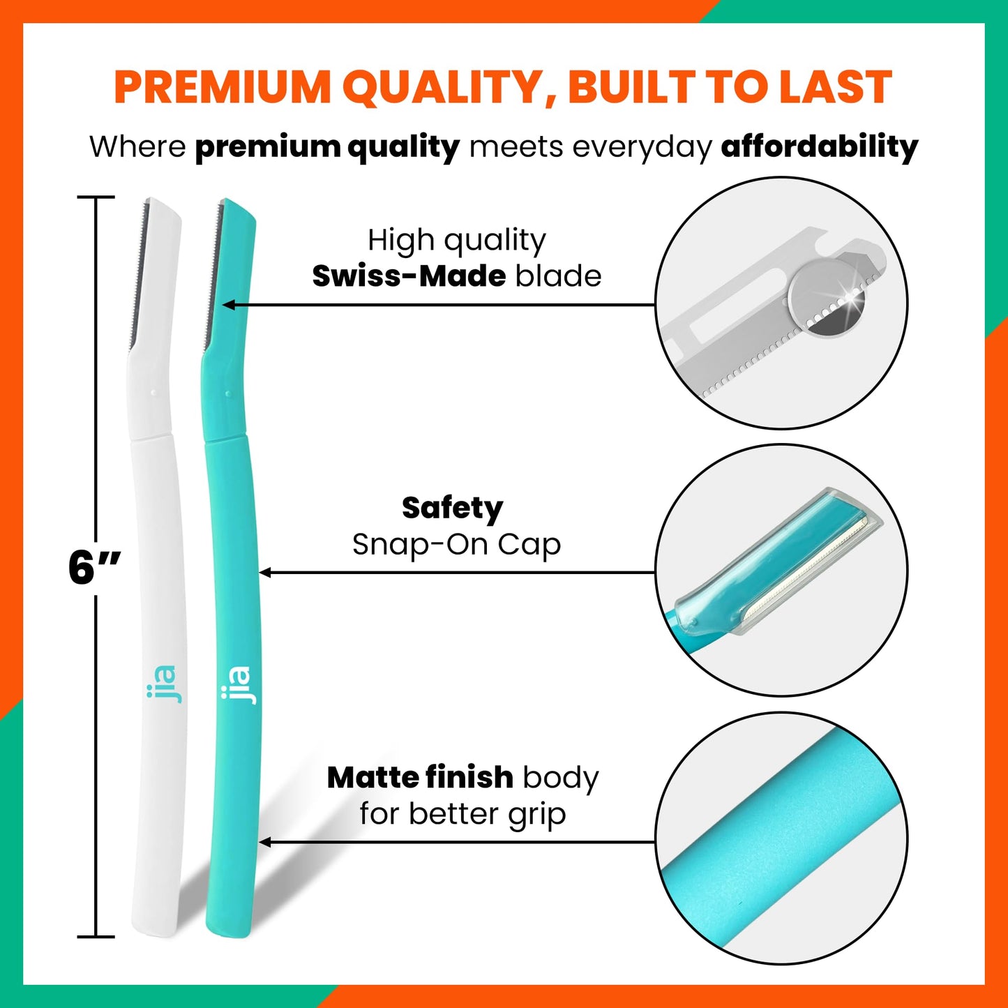 Jia Dermaplane Facial Precision Razor 4-Pack, Mint Glow - Eyebrow Trimmer & Face Shaver for Women and Men, Peach Fuzz & Dead Skin Cell Removal Tool Beauty and Personal Care jia Personal Care