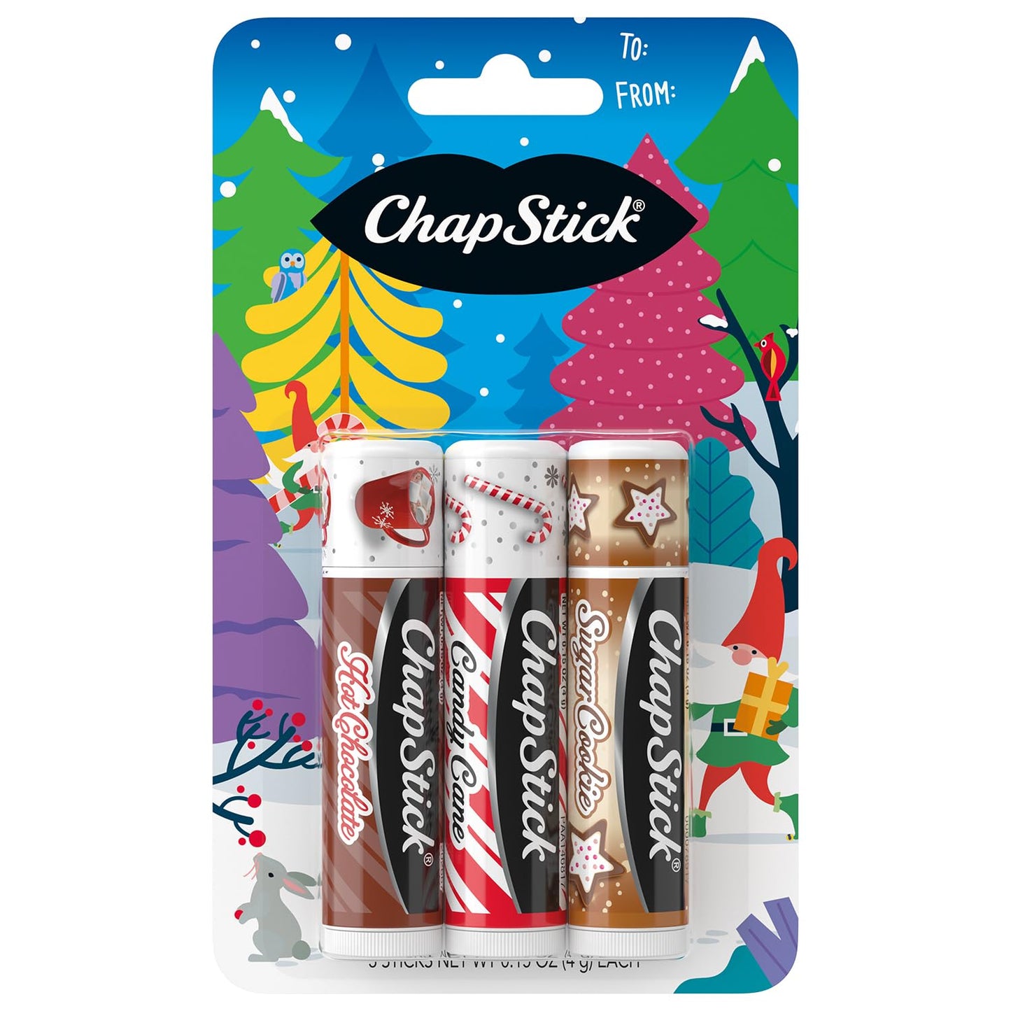 ChapStick Holiday Hot Chocolate, Candy Cane and Sugar Cookie Lip Balm, 0.15oz, 3 pack Beauty and Personal Care ChapStick