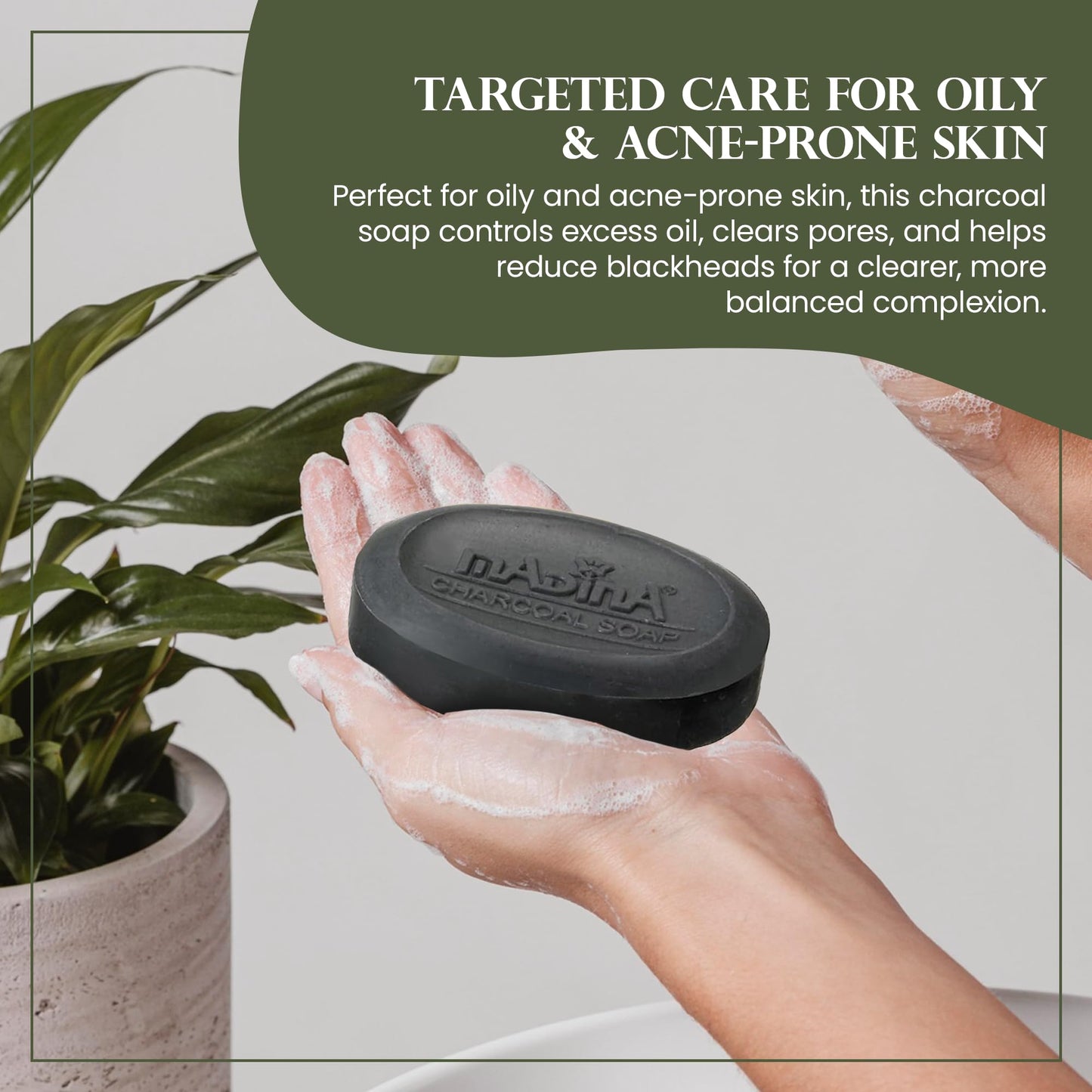 Madina Activated Charcoal Soap Bar - Deep Cleansing, Detoxifying, Oil Control, Acne, 100% Vegetable-Based, Halal, Gentle Face & Body Cleanser, 6 Pack Beauty & Personal Care Madina