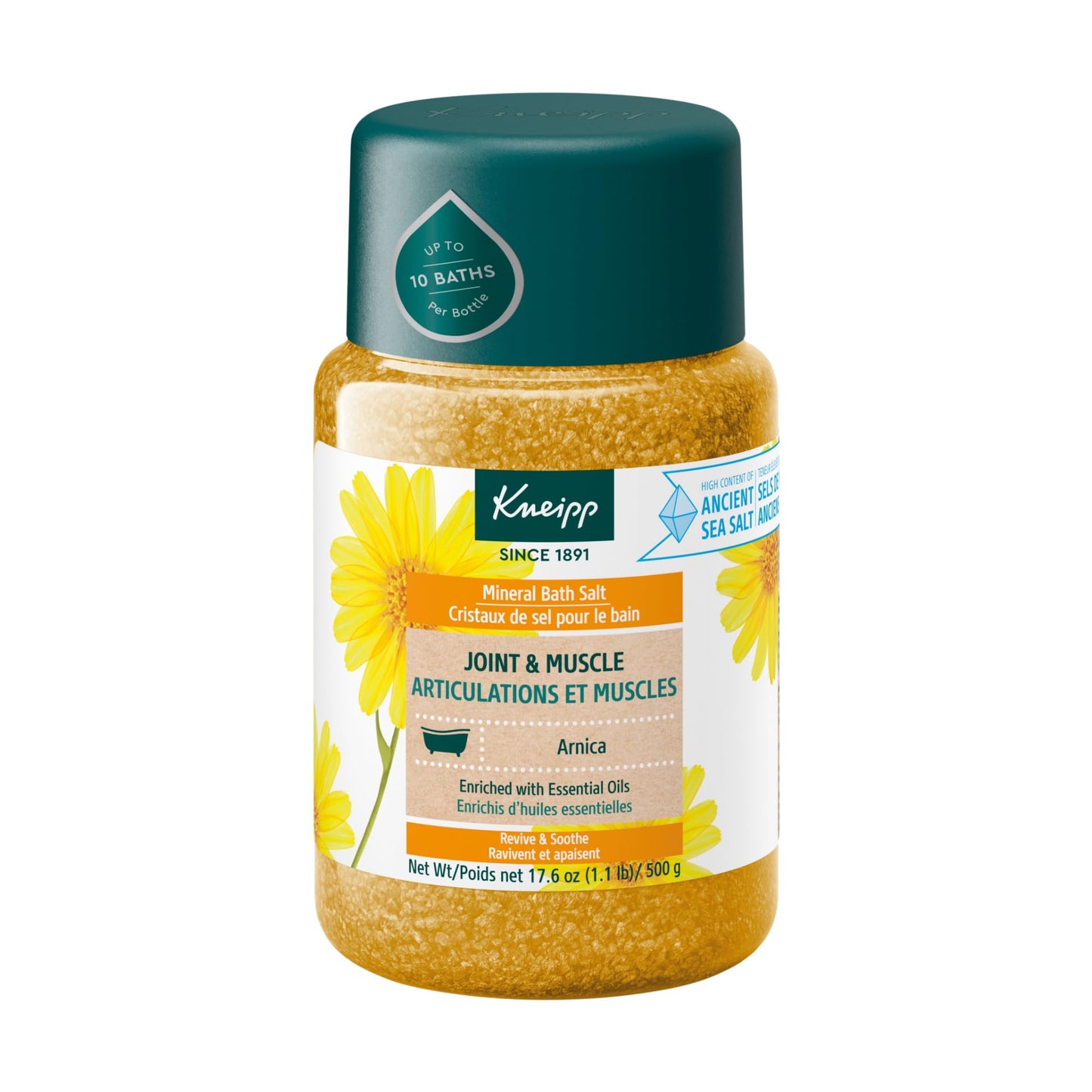 Kneipp Joint & Muscle Mineral Bath Salt with Arnica - Rejuvenate Joints & Muscles - 17.6 oz - Up to 10 Baths Beauty and Personal Care Kneipp