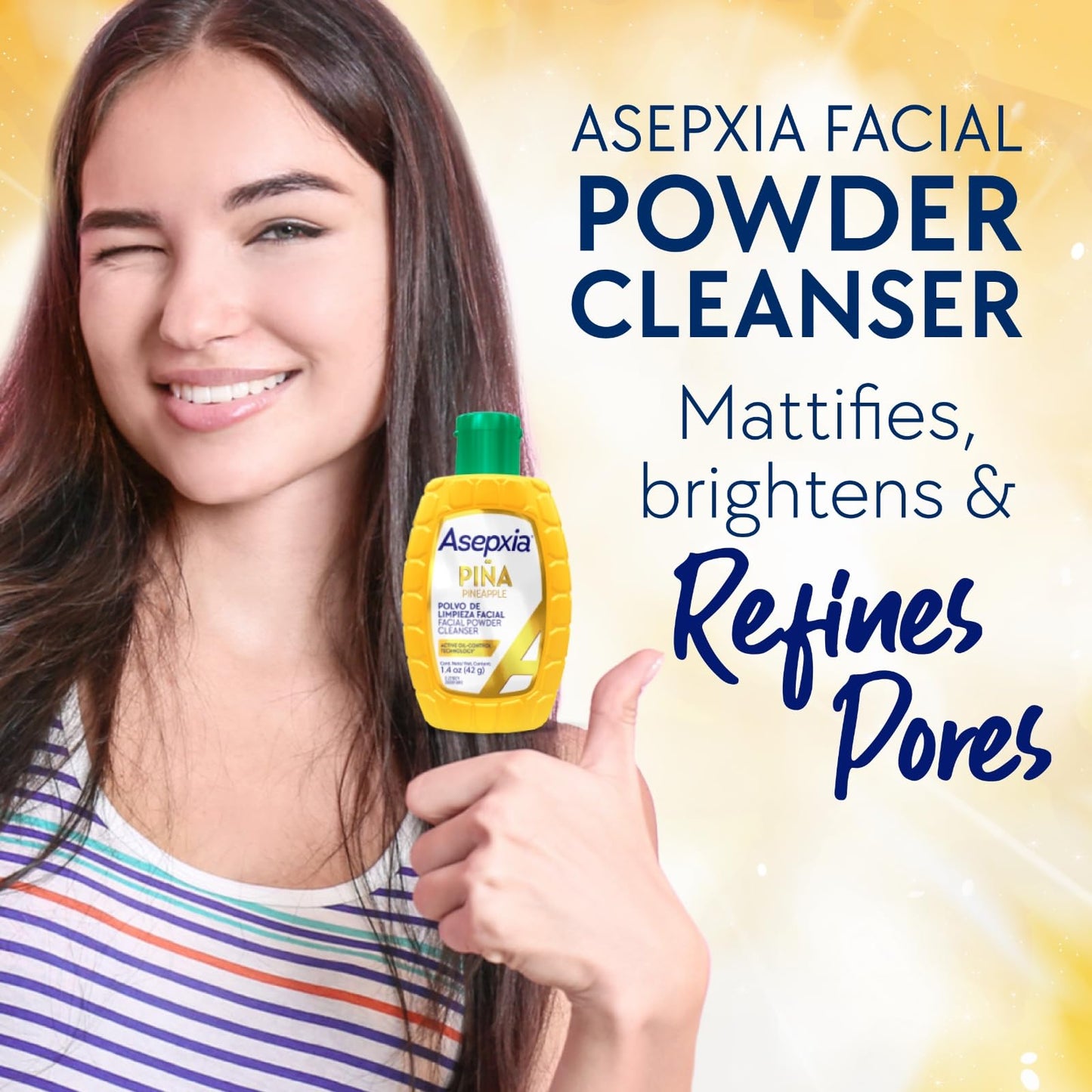 Asepxia Facial Cleanser Powder, Non-Abrasive Exfoliating Face Wash with Natural Pineapple Enzyme, Gentle Water-Activated Foaming Lather for Oily Skin Beauty & Personal Care Asepxia