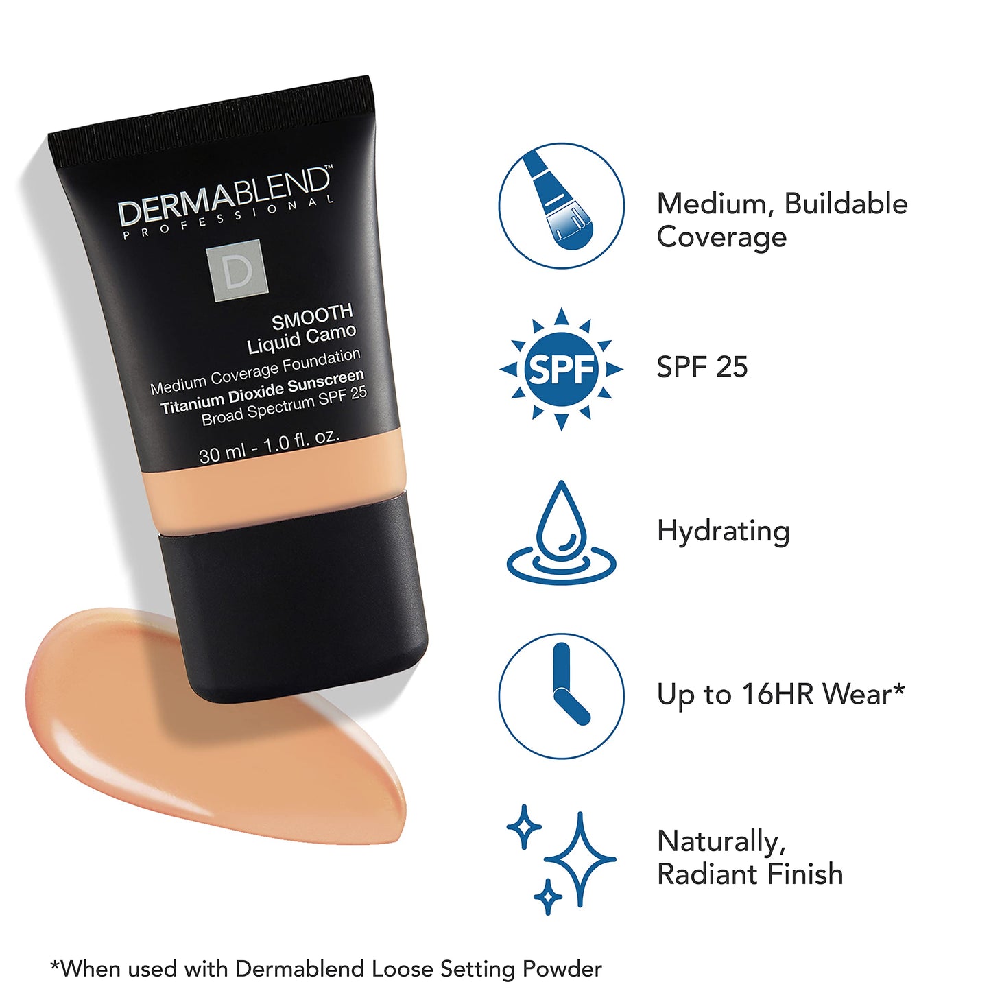 Dermablend Smooth Liquid Foundation with SPF 25, 30W Bisque, 1 Fl. Oz. Beauty & Personal Care Dermablend