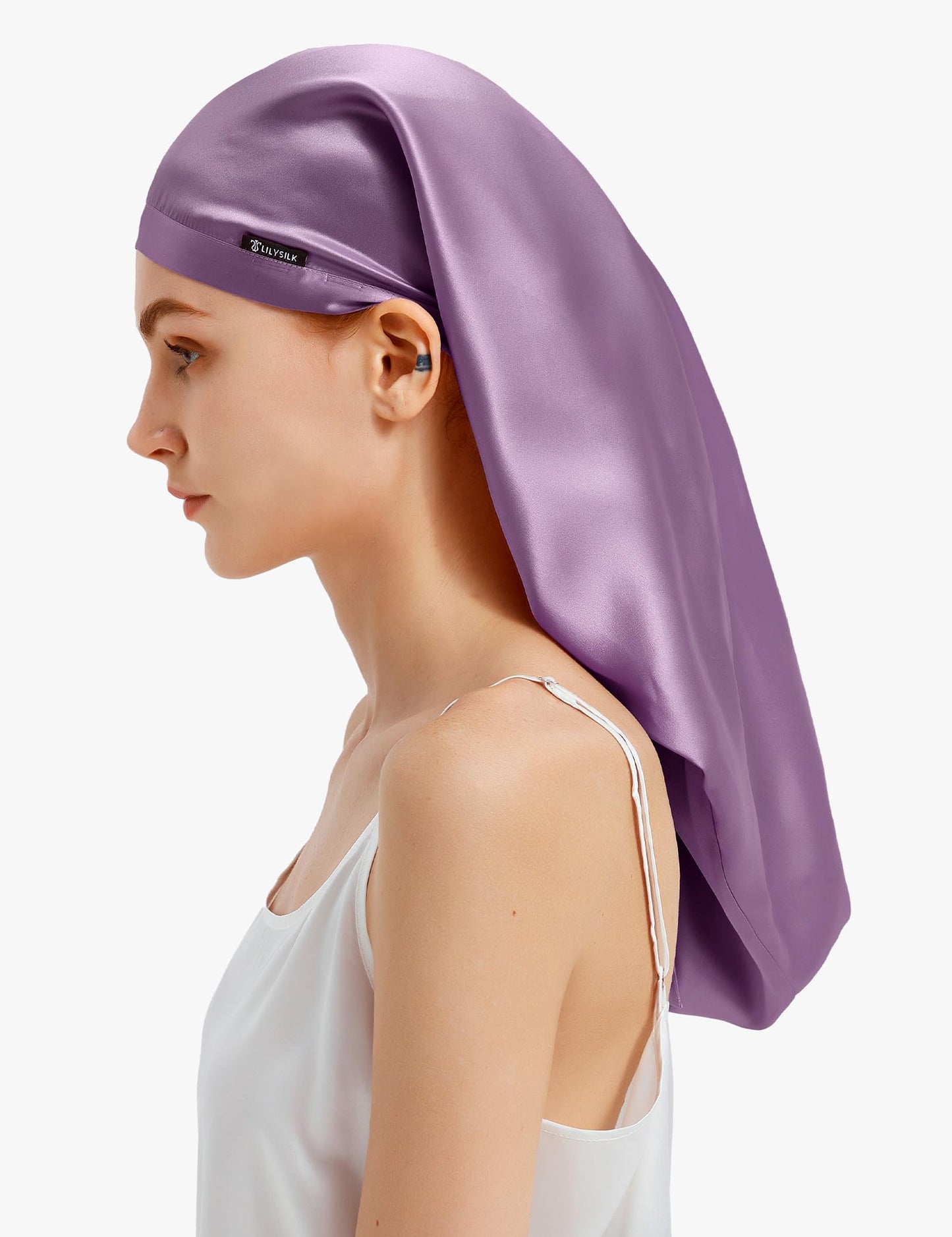 LilySilk 100% Silk Bonnet Mulberry 19 Momme Silk Sleep Cap Long for Curly Hair Night Cap for Sleeping, Silk Hair Wrap for Women Lavender Beauty and Personal Care LilySilk