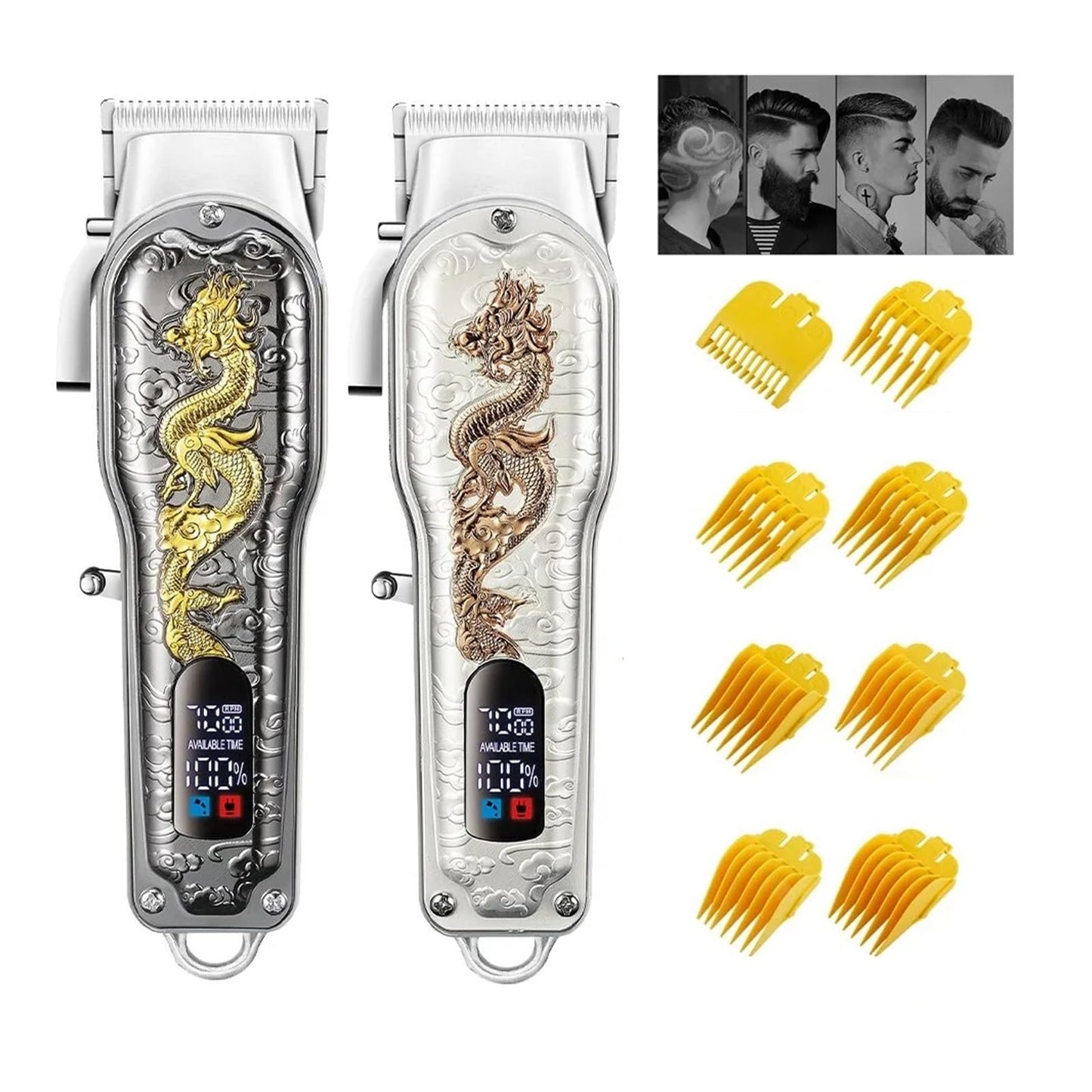 Razors Hair Clipper Cordless Professional LCD Display Shaver China Dragon Electric Trimmer for Men Haircut Machine Barbershop USB(Bronze) Beauty and Personal Care EWKYLSEM