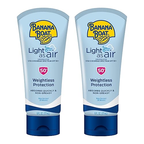 Banana Boat Light As Air Sunscreen Lotion SPF 50 Twin Pack | Lightweight & Non-Greasy Lotion Sunscreen SPF 50, Sunblock, Oxybenzone Free, 6oz each Beauty & Personal Care Banana Boat