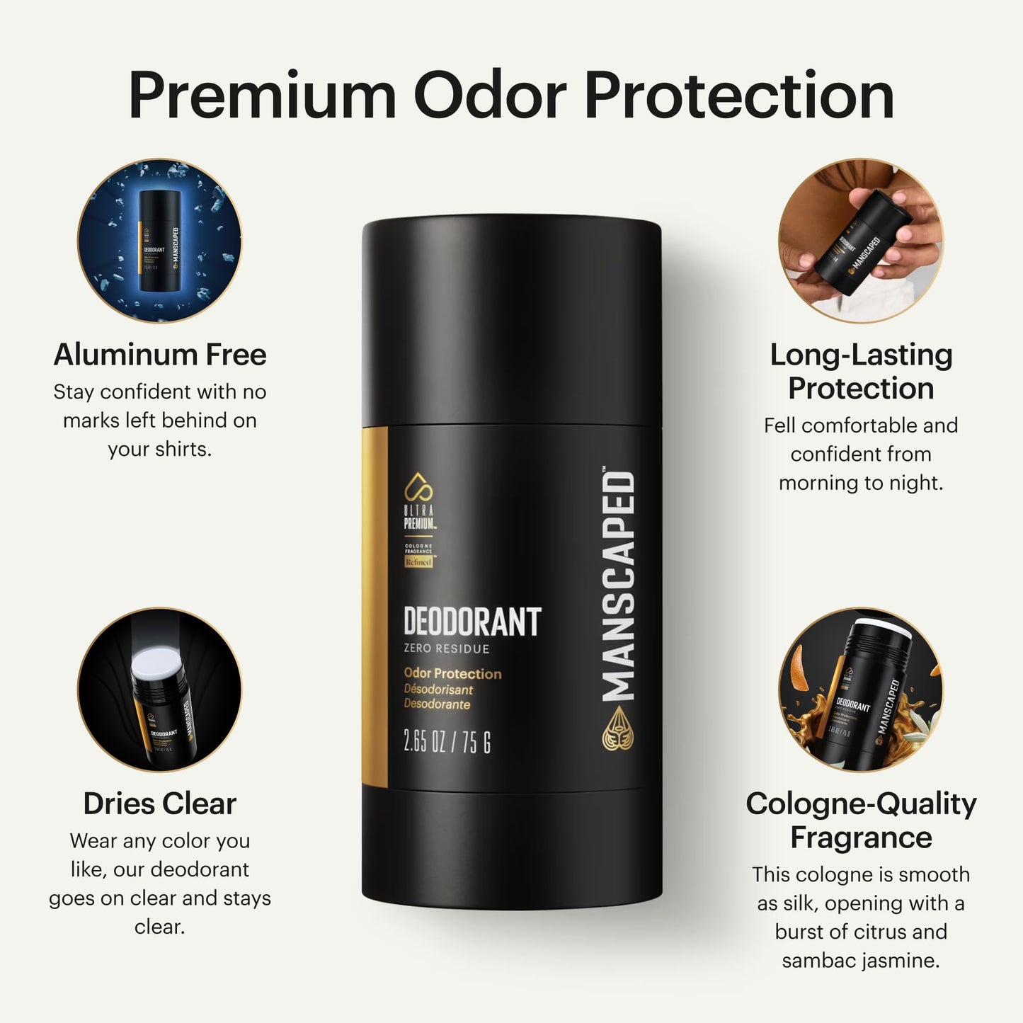 MANSCAPED® UltraPremium Deodorant, Aluminum-Free Clear Formula, Soft and Comfortable with Cologne-Quality Fragrance for Under Arm Odor Protection Beauty and Personal Care MANSCAPED