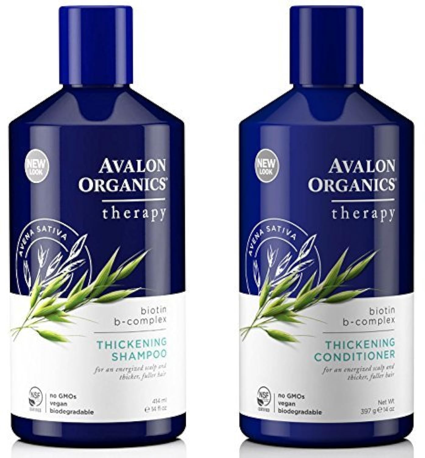 Avalon Organics All Natural Biotin B-Complex Therapy Thickening Shampoo and Conditioner For Hair Loss and Thinning Hair, 14 Fl Oz (Pack of 2) Beauty & Personal Care Avalon Organics