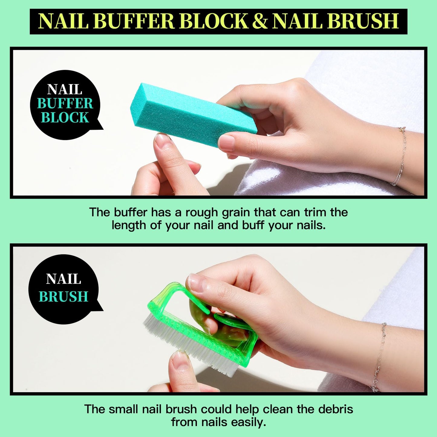 FANDAMEI Nail Tools, Nail Care Kit, Nail Files 100/180, Nail Buffer Block, Cuticle Nippers, Cuticle Pusher, Cuticle Peeler, Nail Lifter for Ingrown Beauty and Personal Care Fandamei