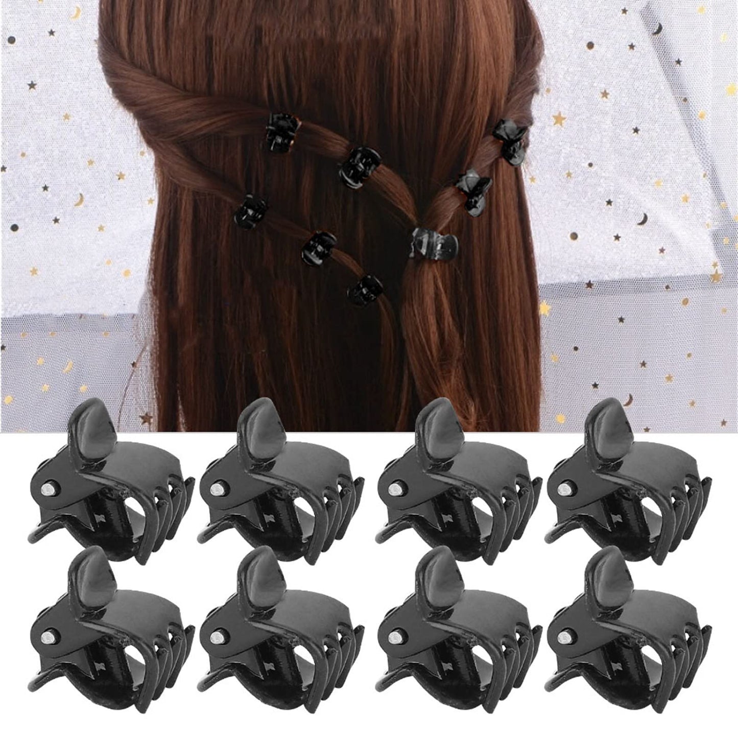 Haosie Mini Hair Clips Set - 100 Stylish Non-Slip Black Plastic Claw, Jaw Clips, Crown Claws and Clamps Hair Accessories for Girls and Women Beauty & Personal Care Haosie