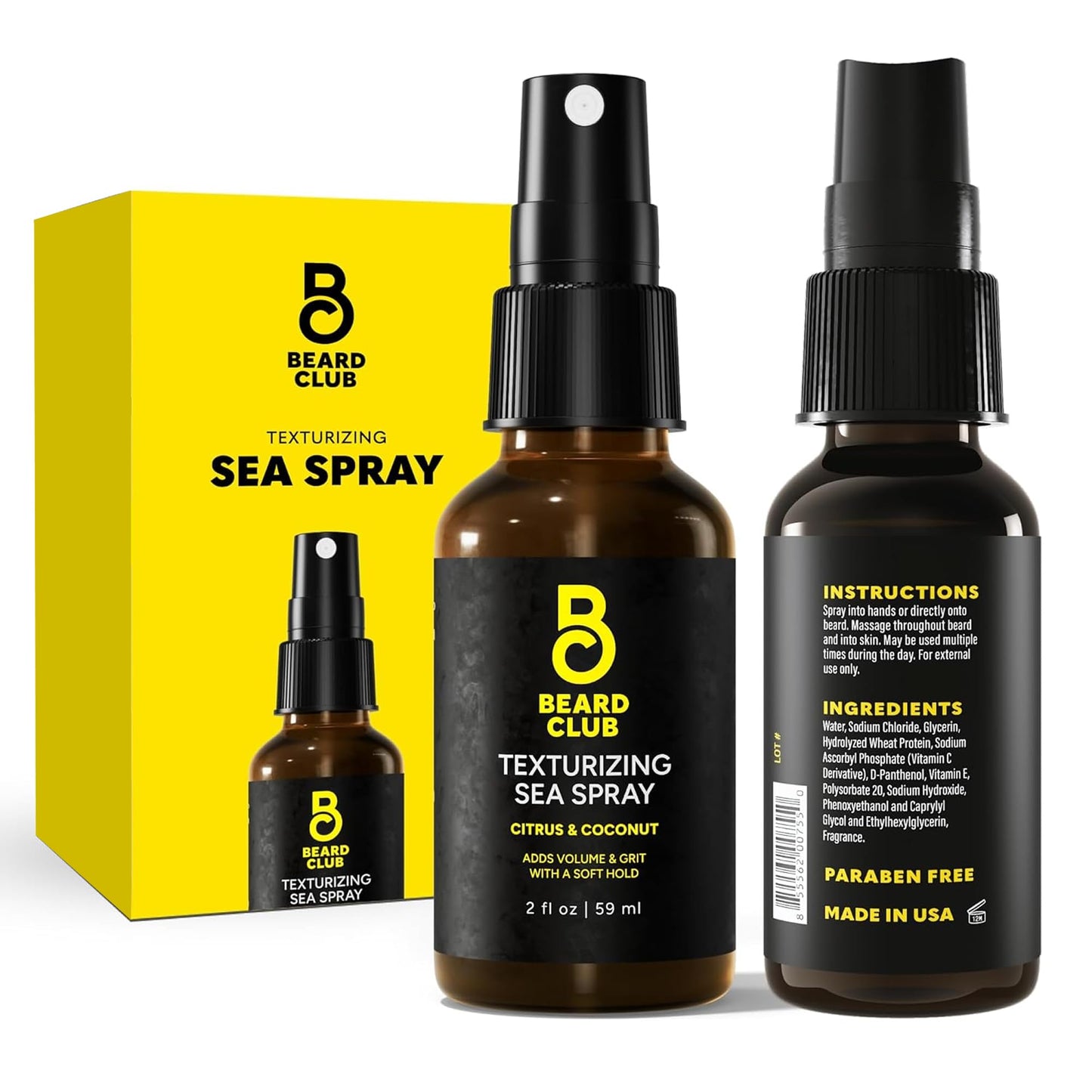 Beard Club Sea Salt Texture Spray for Men & Women - Thickening, Volumizing, Curl-Defining for All Hair Types - Paraben, Sulfate, Alcohol-Free Beauty & Personal Care The Beard Club