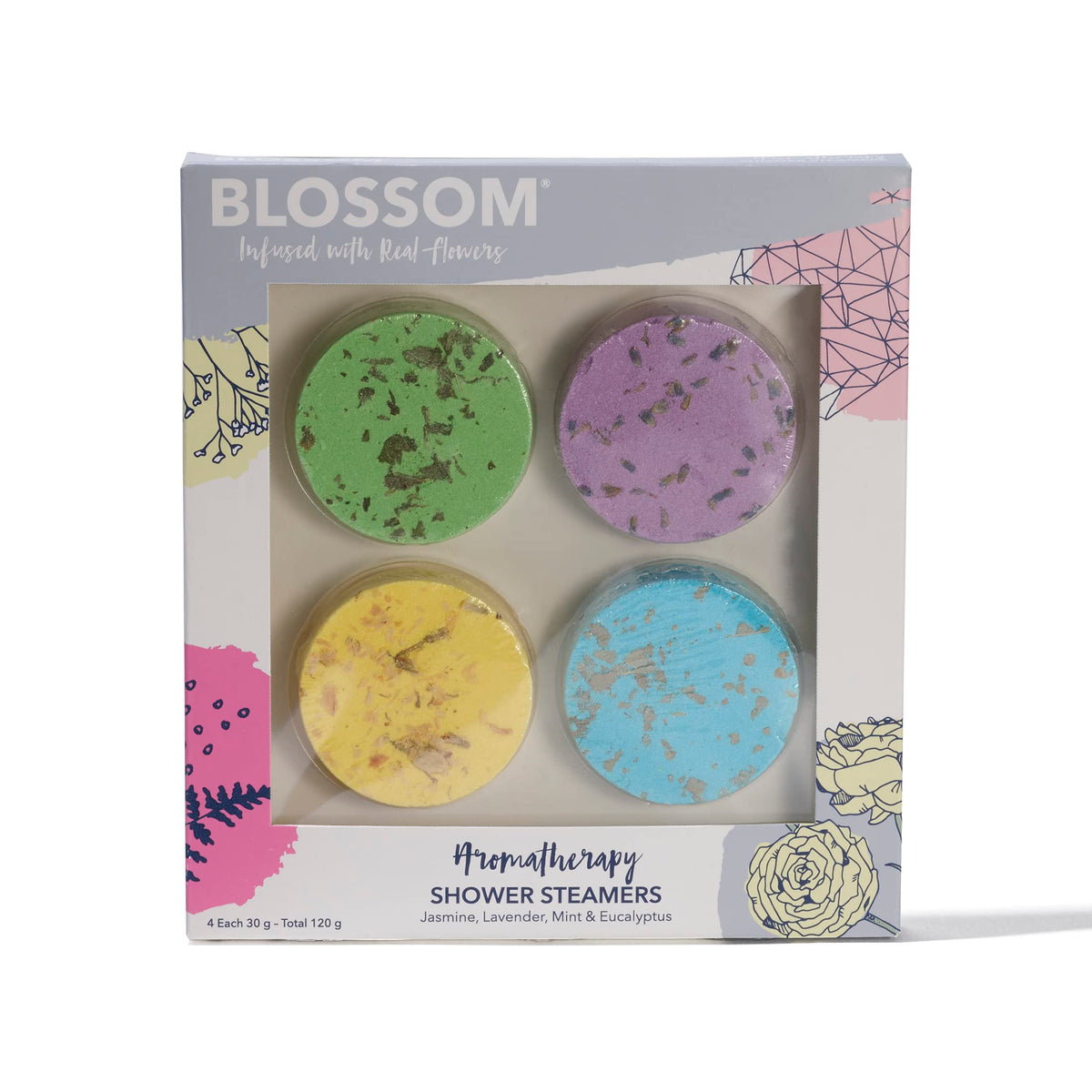 Blossom Aromatherapy Shower Steamers, Bath Bomb Tablets with Essential Oils for Stress Relief and Relaxation 4 Pack Box, Jasmine, Lavender, Mint… Beauty & Personal Care Blossom