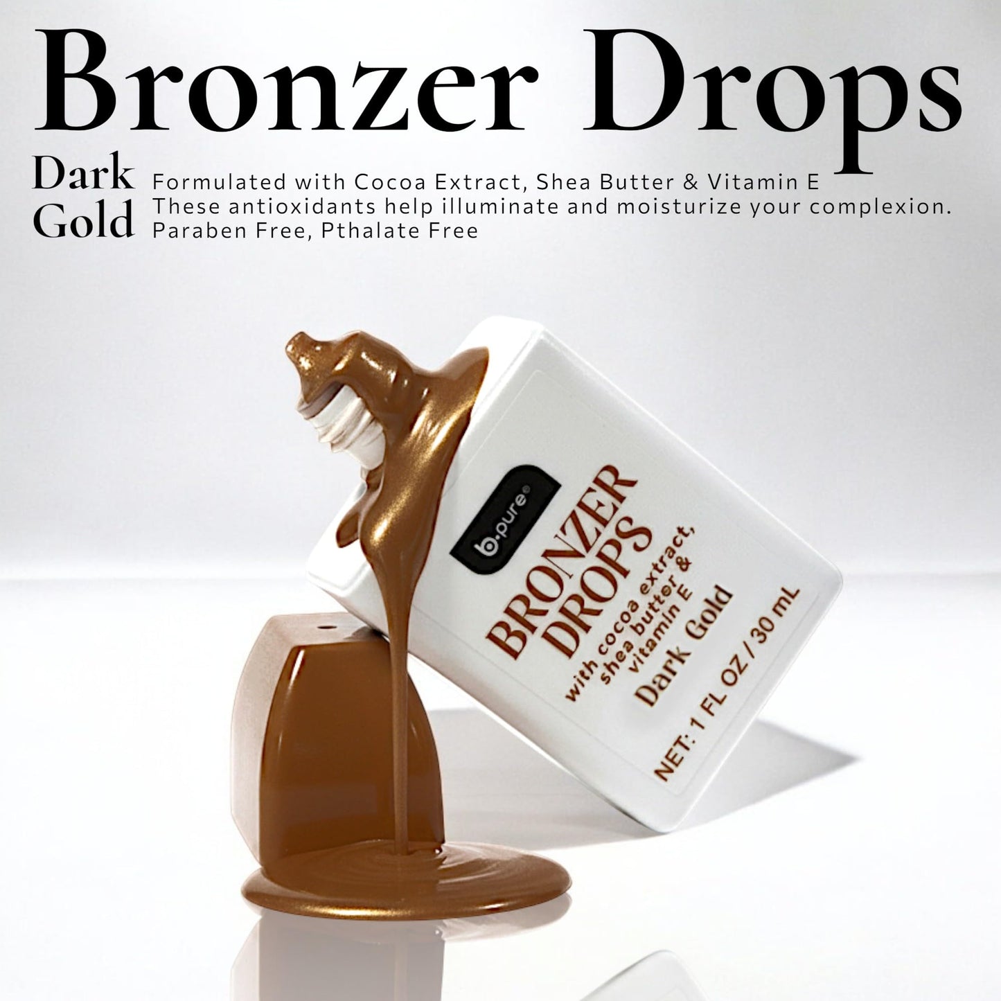 b.pure Moisturizing Bronzer Drops | Dark Gold | Tinted Face & Skin Glow Enhancer | 1 oz, 3-Pack Beauty & Personal Care b.pure