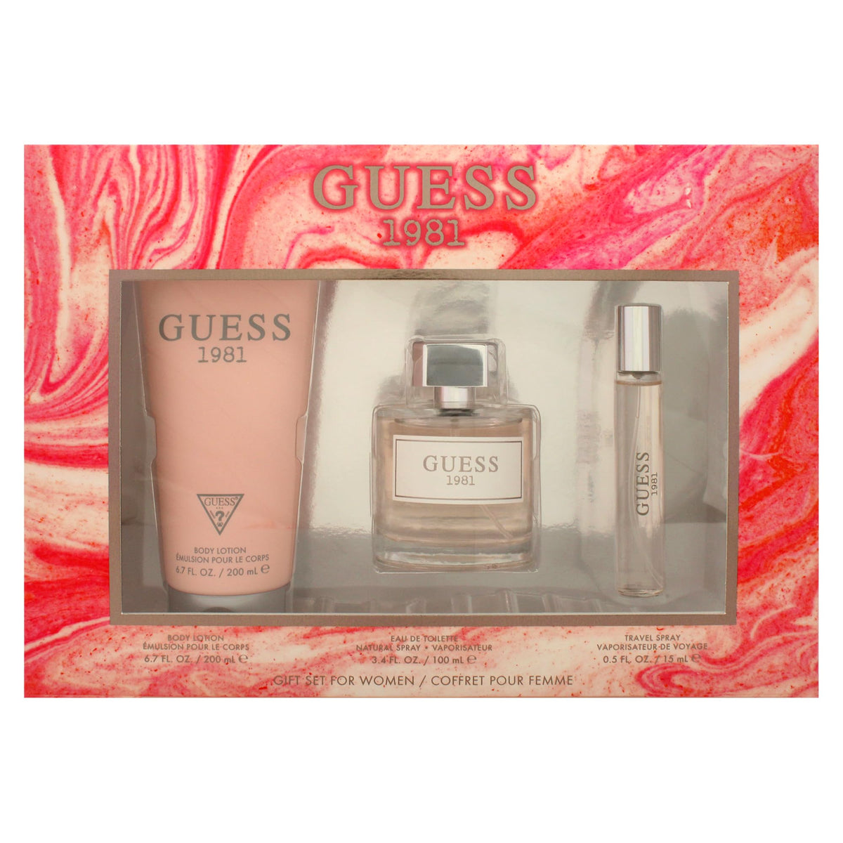 Guess 1981 for Women 3 Piece Gift Set, 3.4oz Eau De Toilette Spray + 0.5oz Eau De Toilette Spray + 6.7oz Body Lotion Beauty & Personal Care GUESS