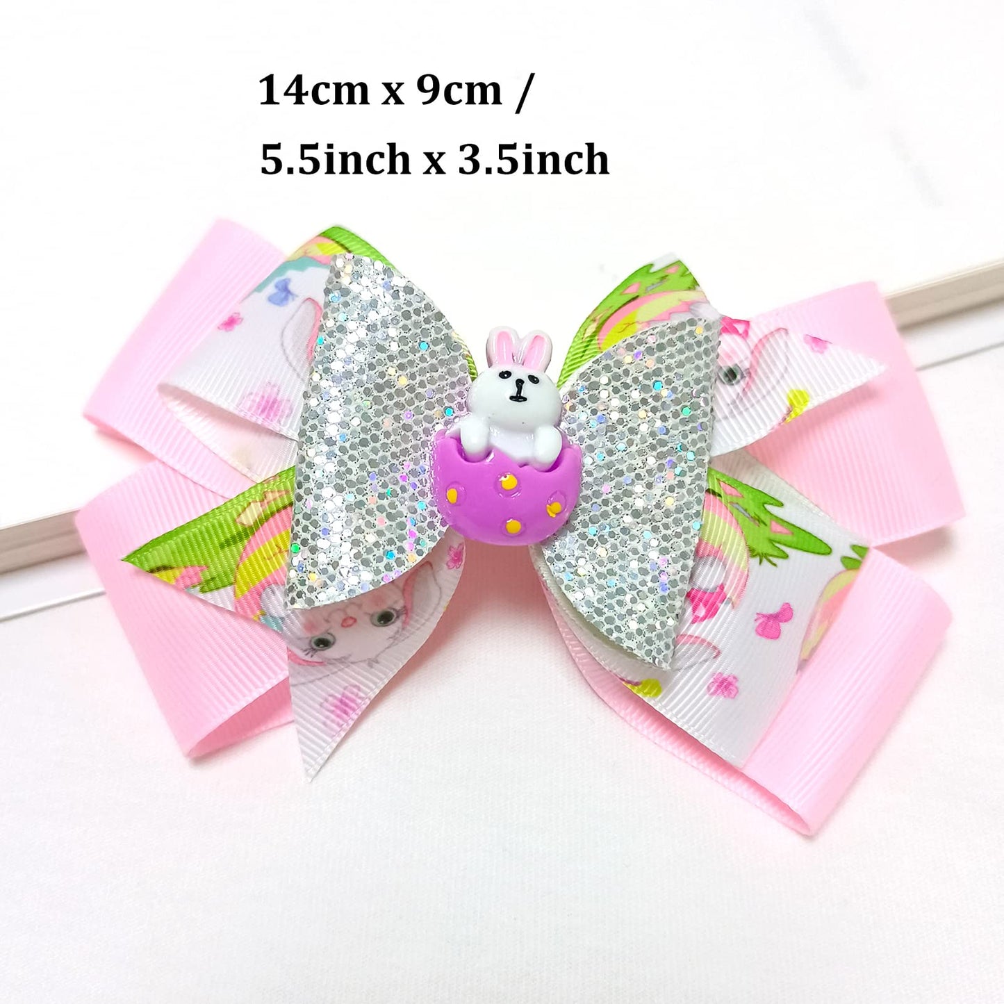 Easter Large Bows Hair Clips Boutique Grosgrain Ribbon Hair Pins Lovely Easter Egg Bunny Pattern Headwear Hair Accessories for Kids Girls Beauty & Personal Care melyde