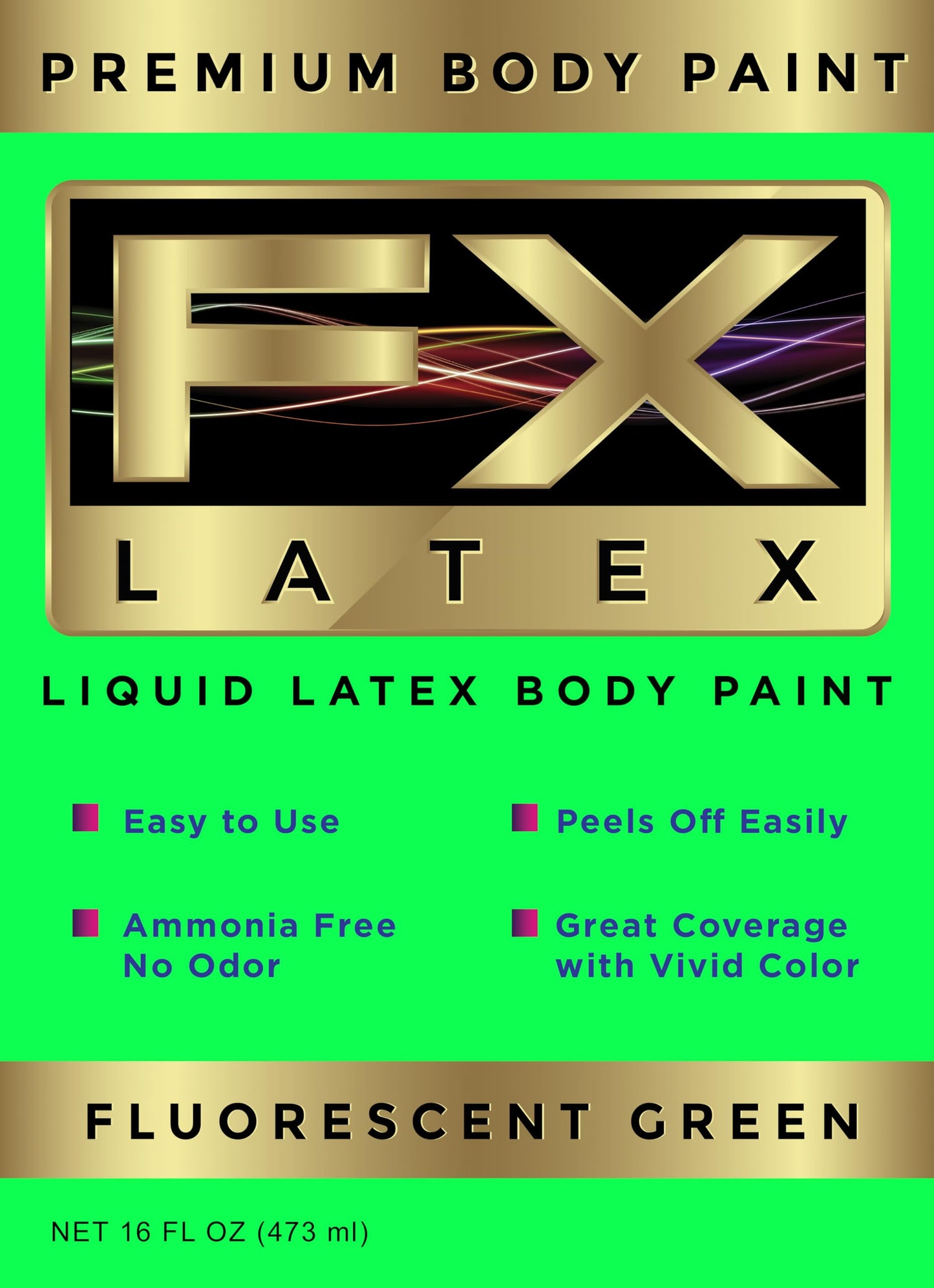Liquid Latex - Face and Body Paint, Ammonia Free, Easy On and Off, Cosplay Makeup, Create Professional Monster, Zombie Arts 16 Oz (Fluorescent Green) Beauty & Personal Care Liquid Latex Fashions