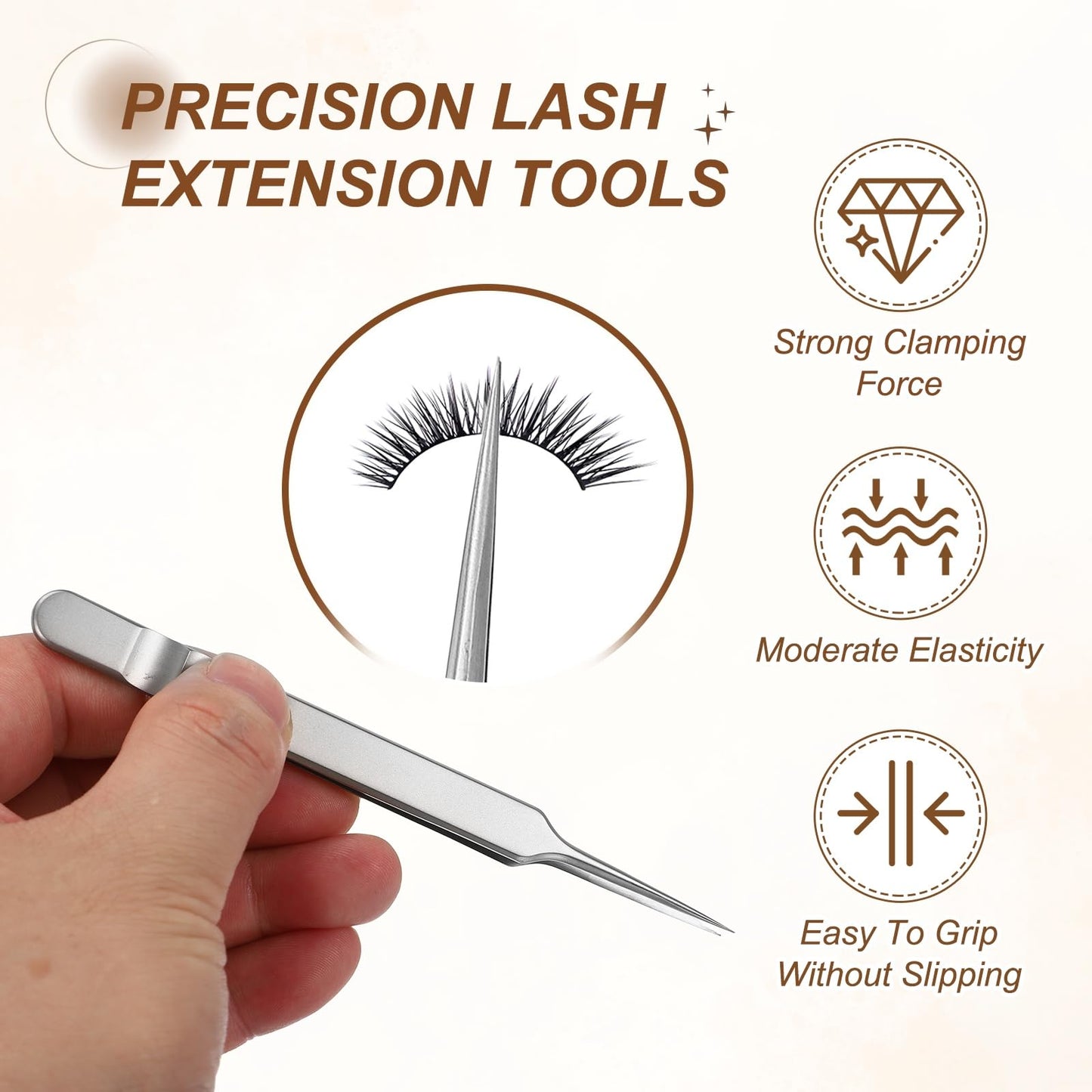 HARFINGTON High Precision Lash Tweezers, Stainless Steel Straight Eyelash Extensions Tweezer Casual Beauty Tools for Eyelash Extensions, Silver Beauty and Personal Care HARFINGTON