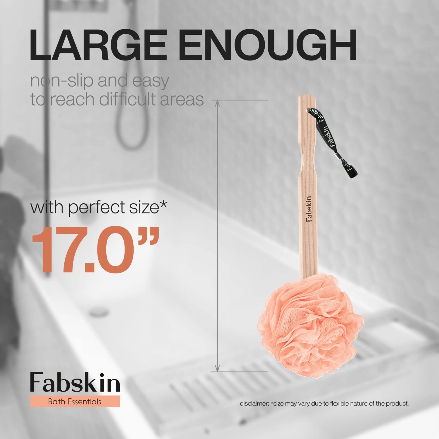 FABSKIN Luxury Back Bathing Loofah With Wooden Handle for Men and Women - Pack of 1 - Loofah For Back Bathing with handle - Back Bathing Loofah Brush Beauty and Personal Care FABSKIN
