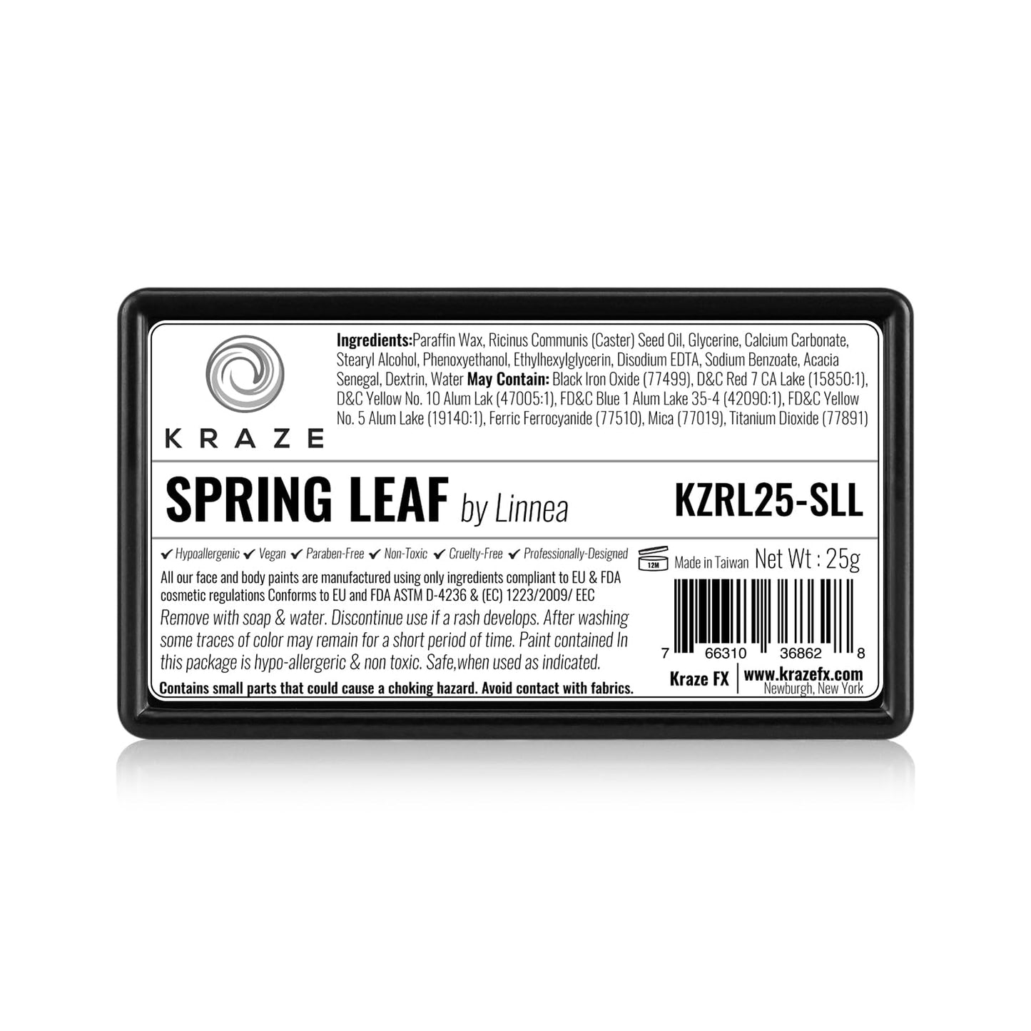 Kraze FX Dome Stroke - Spring Leaf by Linnea (25 gm), Professional 1-Stroke Split Cake, Hypoallergenic, Non-Toxic, Water Activated Face & Body Beauty & Personal Care Kraze FX