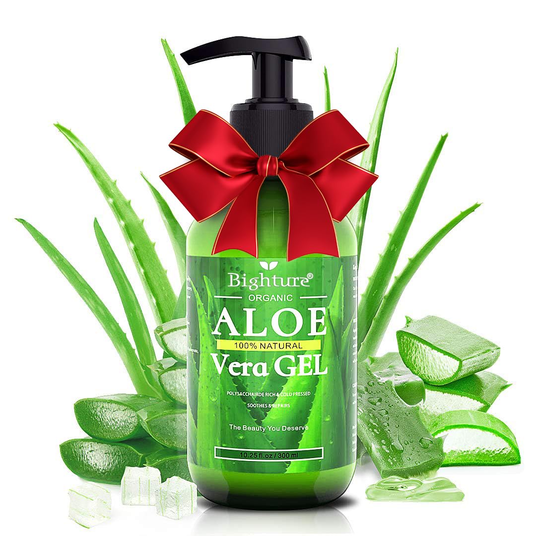 BIGHTURE Aloe Vera Gel, 100% Aloe Vera from Freshly Cut Aloe Leaves, Skin Care for Deeply & Rapidly Soothing, Firming, After Shave, Sunburn Relieve Beauty & Personal Care BIGHTURE
