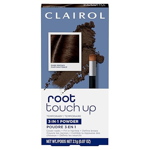 Clairol Root Touch-Up Temporary Concealing Powder, Dark Brown Hair Color | Ammonia Free | Instantly Cover Roots + Define Eyebrows | On-the-Go Compact Beauty & Personal Care Clairol