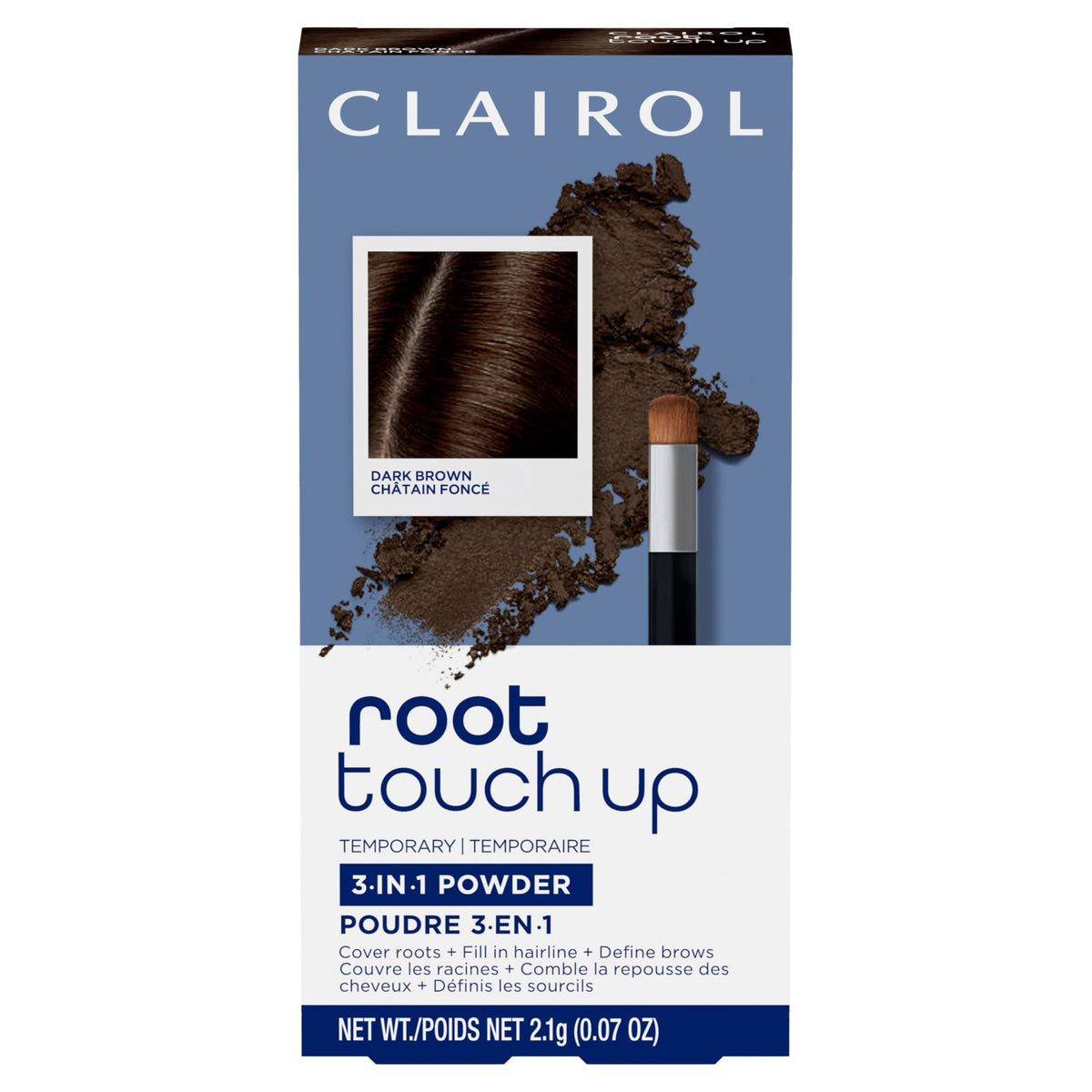 Clairol Root Touch-Up Temporary Concealing Powder, Dark Brown Hair Color | Ammonia Free | Instantly Cover Roots + Define Eyebrows | On-the-Go Compact Beauty & Personal Care Clairol