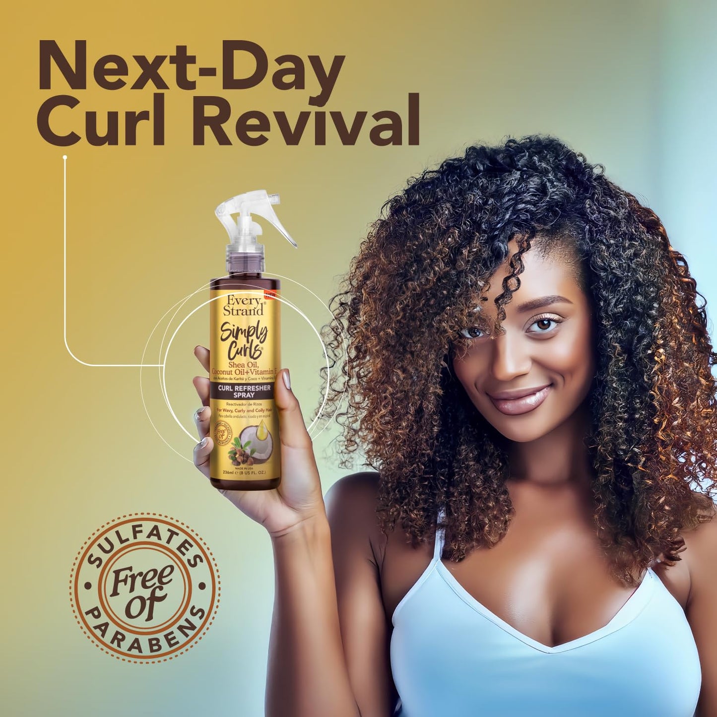 Every Strand Simply Curls Curl Refresher Spray 8 oz, Second Day Curl Reviving Spray with Coconut Oil, Shea Butter, and Vitamin E for Wavy and Curly Beauty & Personal Care Every Strand