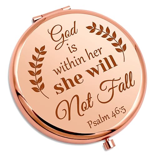 Gevody Bible Verse Gifts Christian Gift Inspirational Gift for Women Compact Mirror Religious Gift Baptism Gift for Girl Goddaughter Godmother Easter Beauty & Personal Care Gevody