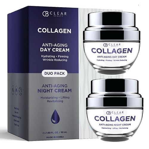 Clear Beauty Collagen Day & Night Face Moisturizer - Dermatologist Tested, Anti Aging Korean Skin Care - Plumping Hydration, Elasticity Support, Silky Beauty & Personal Care Clear Beauty