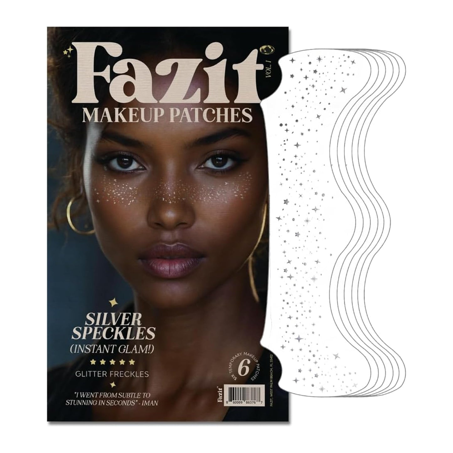 Fazit Silver Speckles - Glitter Freckle Makeup Patches - Shimmering Faux Freckles & Body Glitter - Waterproof, Long-Lasting Instant Glamour Beauty & Personal Care Fazit