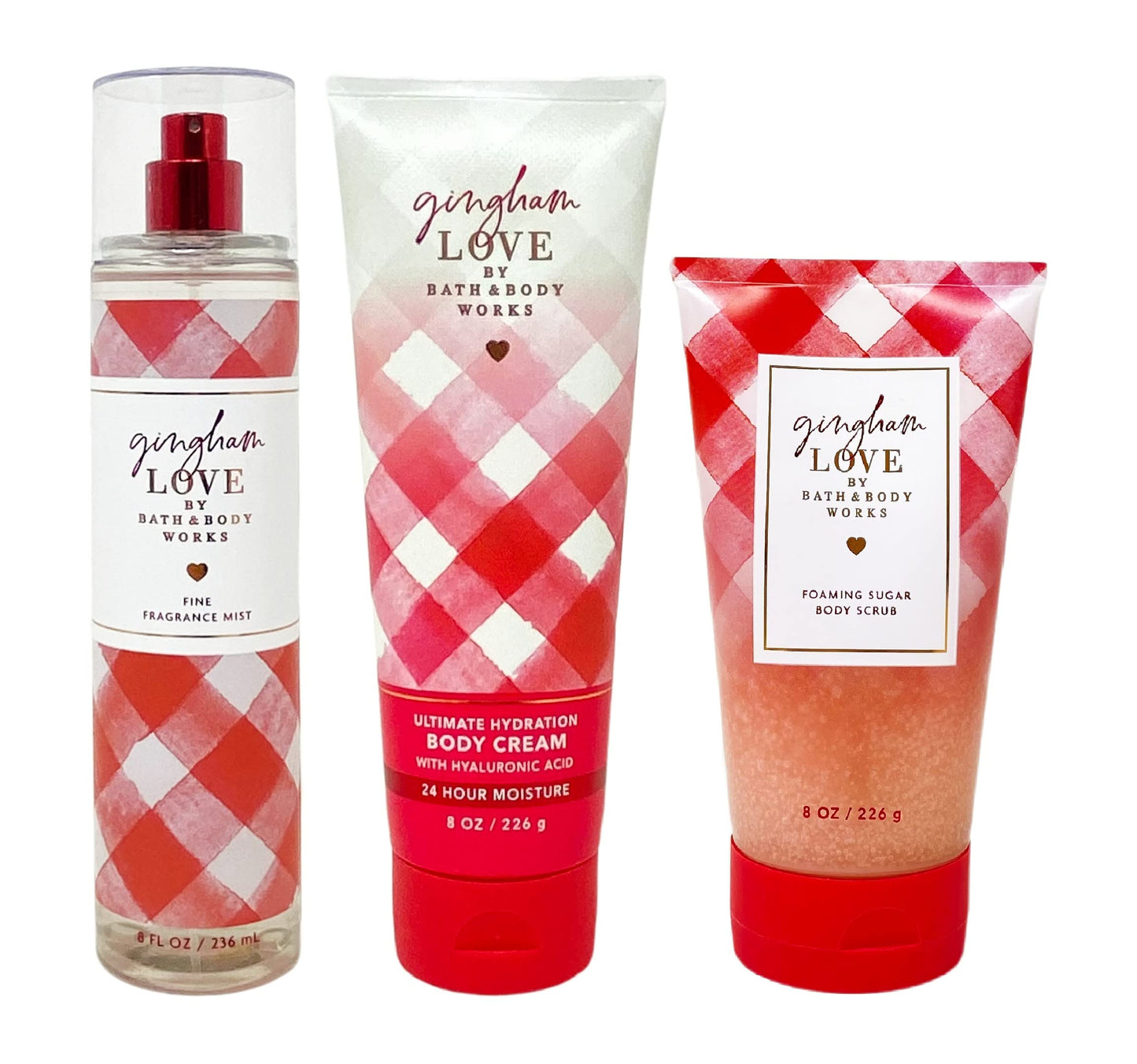 Bath & Body Works Gingham Love 3 Piece Gift Set - Fragrance Mist - Body Cream - Foaming Body Scrub Beauty and Personal Care Bath & Body Works
