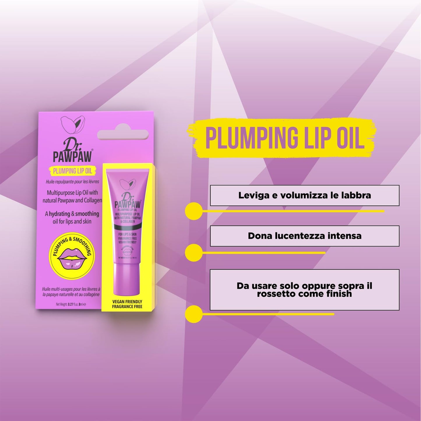 Dr. PawPaw Multipurpose Plumping Lip Oil - Intensely Nourishing Hydrating Lip Oil - for Women with Aloe Vera, Olive and Castor Oil - 0.27 oz Beauty and Personal Care Dr. PAWPAW ORIGINAL BALM
