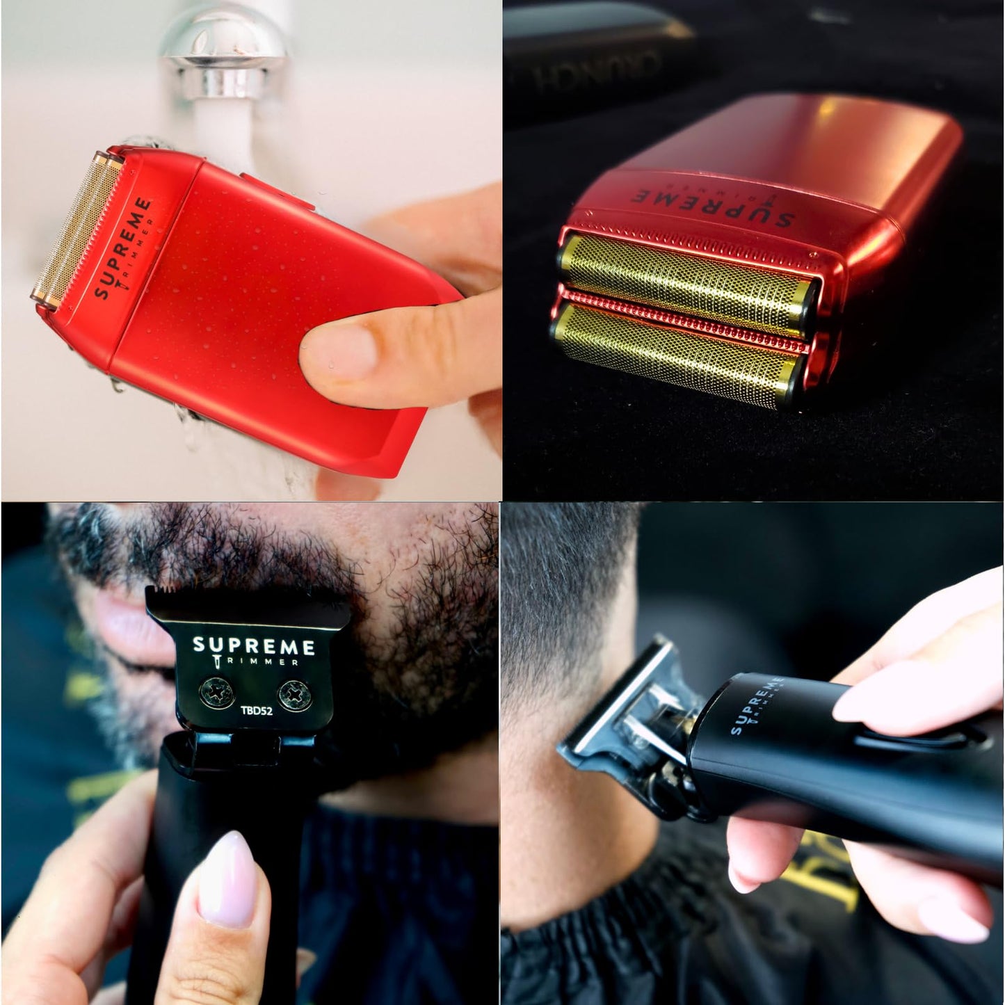 Supreme Trimmer 2-in-1 DLC T-Shaper Trimmer & Crunch Foil Shaver - STF602 Electric Razor & ST5206 Beard Trimmer Barber Haircut Kit - Red Beauty and Personal Care Supreme Trimmer