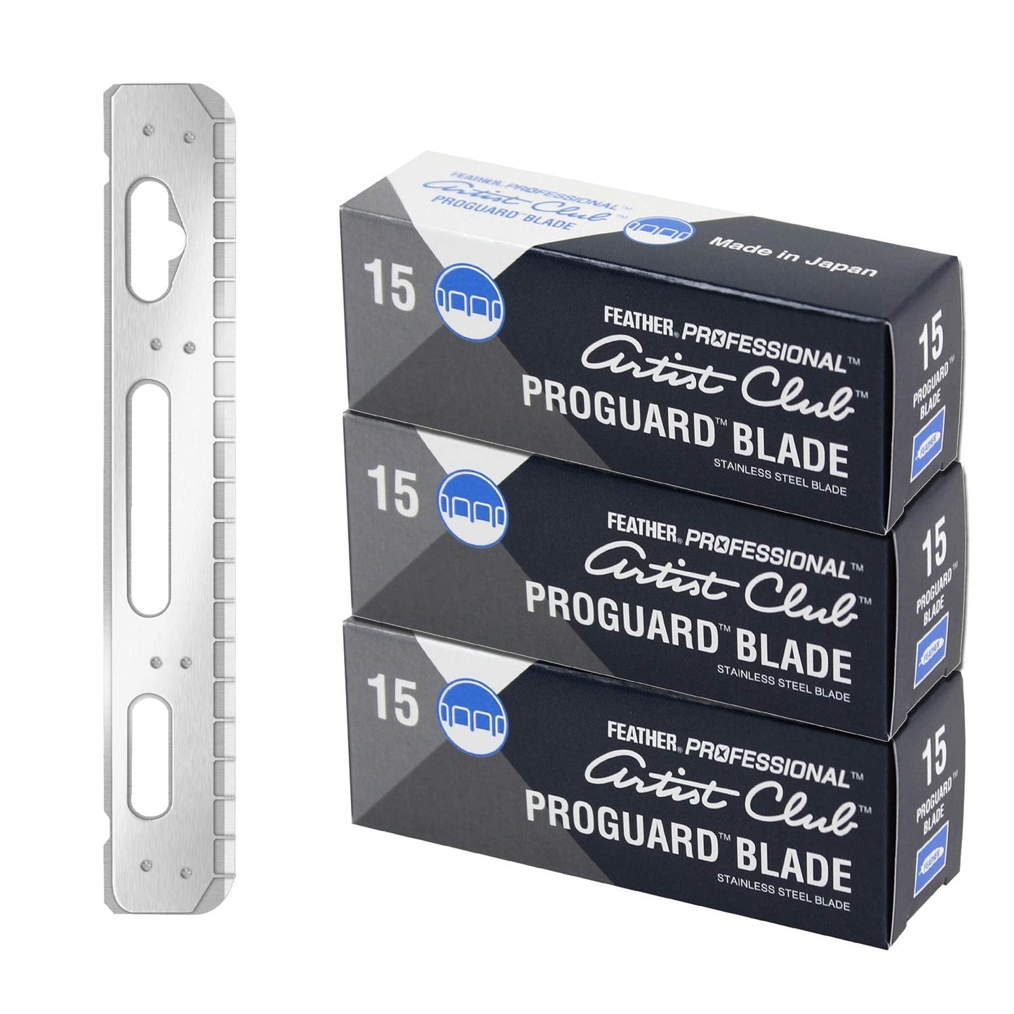 Feather Artist Club ProGuard Razor Blades - (3 Pack of 15) - Single Straight Edge Razor Blades with Guard Refills for Shaving - For Men & Barbers Beauty and Personal Care Feather