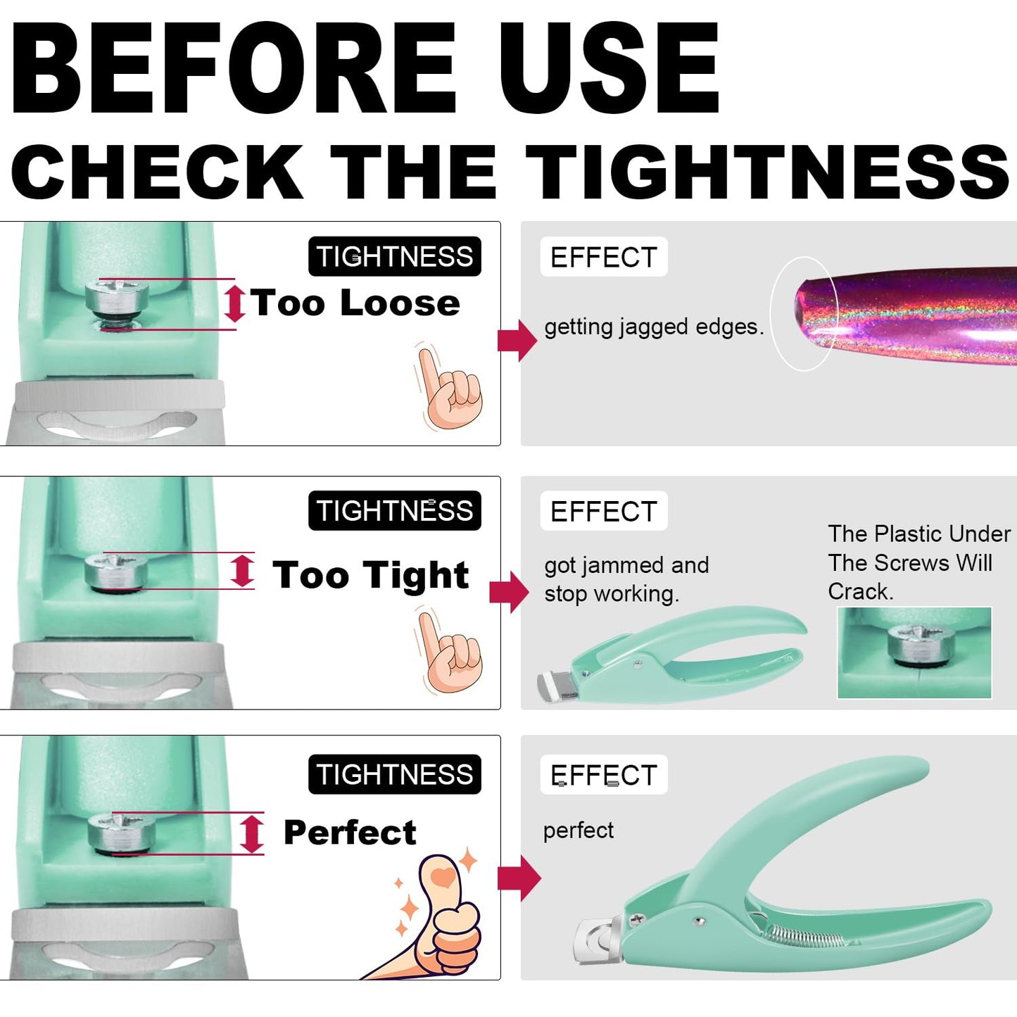 Green Adjustable Nail Clippers with Magnets Sizers for Acrylic Nails, Artificial Fake Nail False Nail Tip Cutter Trimmer Manicure Pedicure Sharp Blade Beauty & Personal Care GA&EN