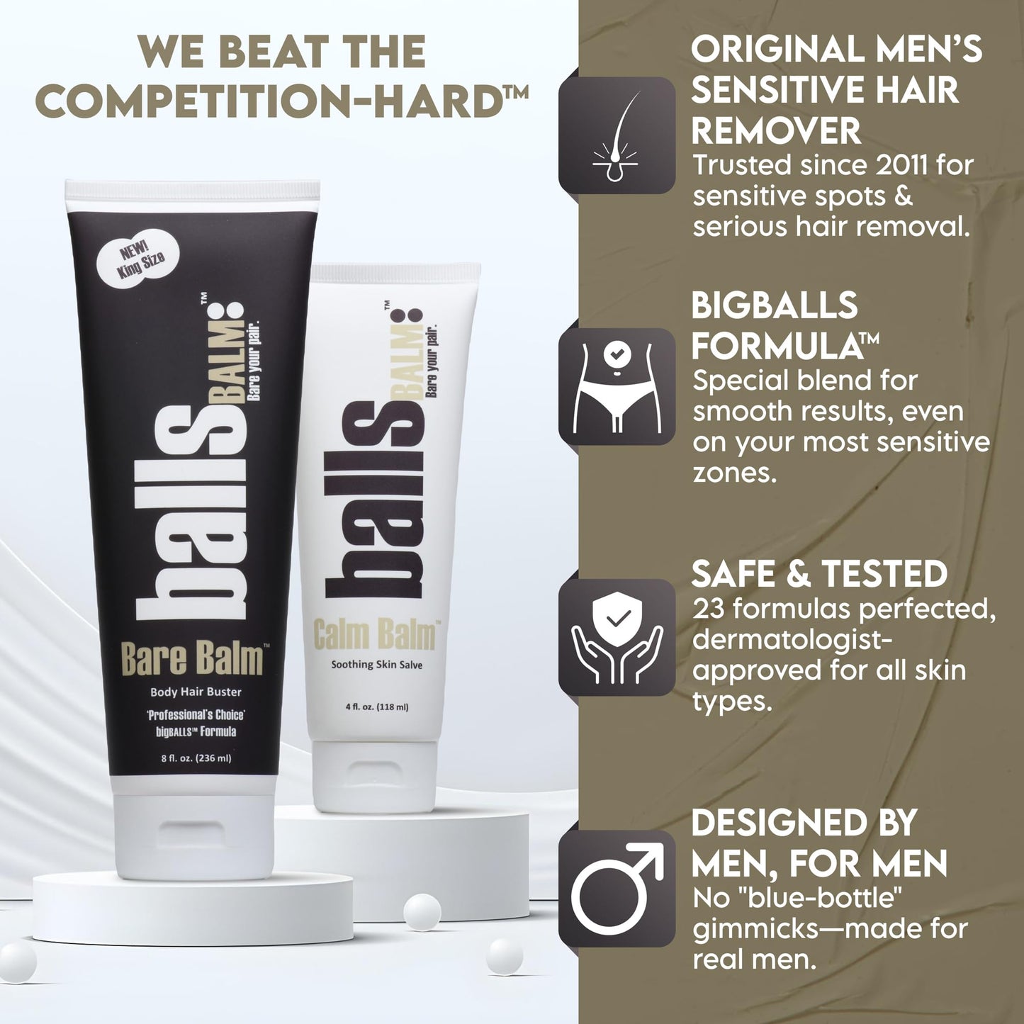The Bare Pair Double Pro Pac King Kombo - Body Hair Management System (w/Exfoliating Glove) Beauty & Personal Care ballsBALM