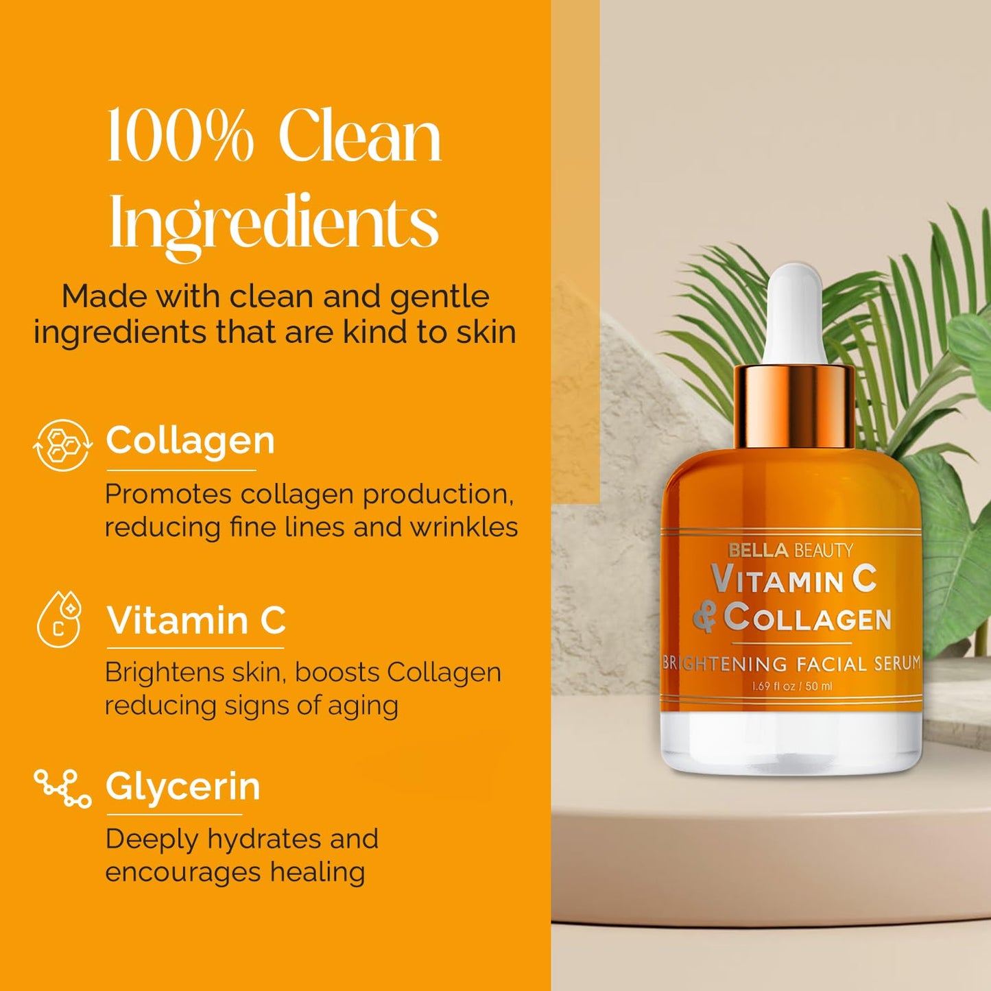Bella Beauty Vitamin C Serum with Collagen - Dark Spot Reduction, Skin & Anti-Aging - Dermatologist Tested, Cruelty-Free Korean Skin Care for All Skin Beauty & Personal Care Bella Beauty