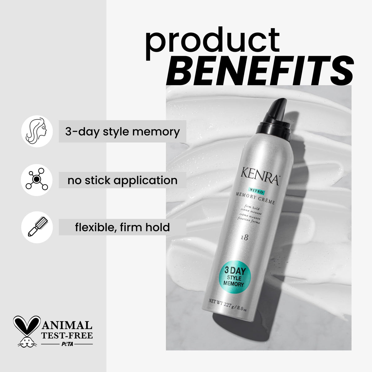 Kenra Professional Nitro Memory Crème 18 | Firm Hold Crème Mousse | All Hair Types | 8 Oz Beauty & Personal Care Kenra