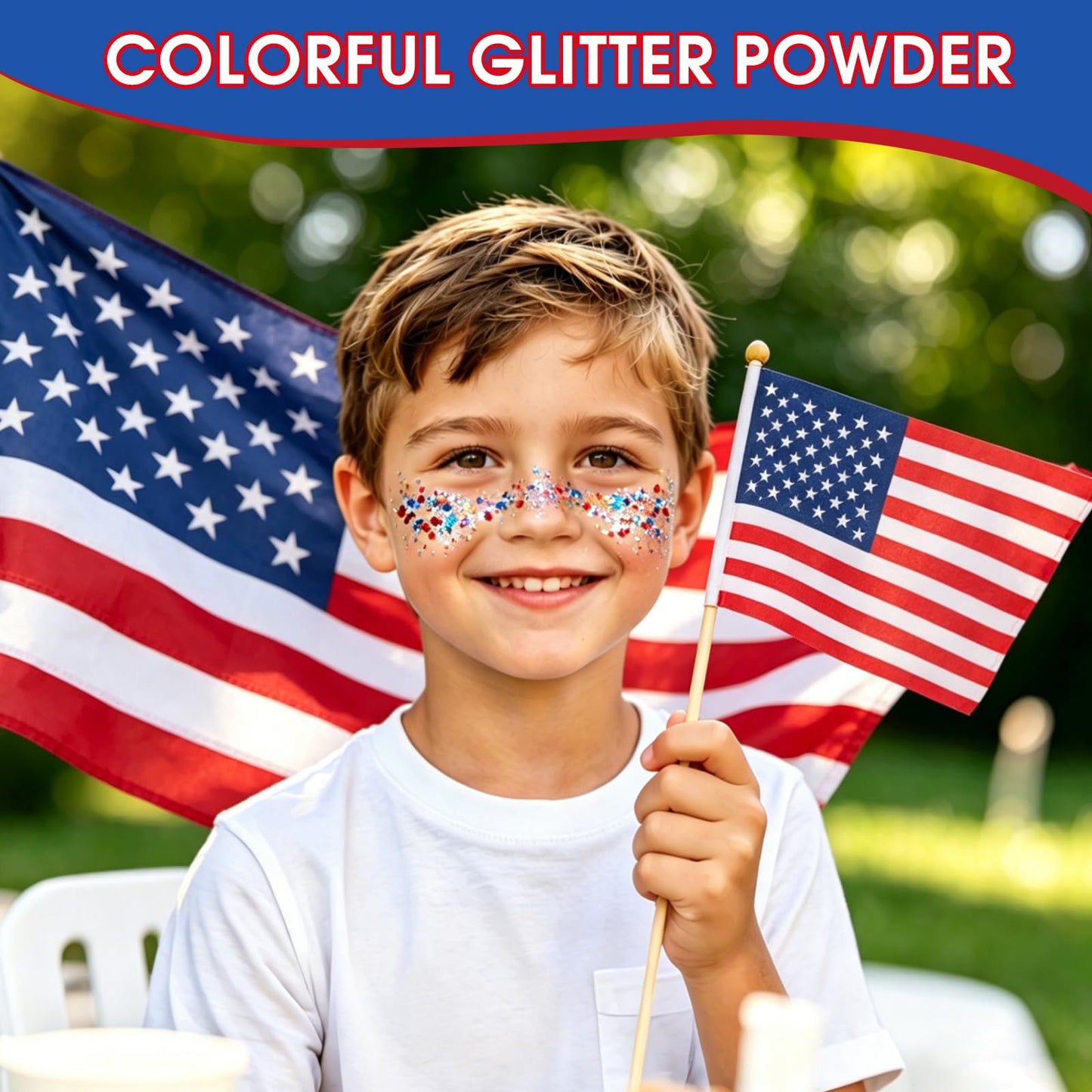 4th of July Glitter Stick, Body Glitter Stick,Mardi Gras Accessories,Sparkling Face Hair Glitter,Mermaid Sequins Chunky Glitter Face Paint,Singer Beauty & Personal Care MINXUEYEN