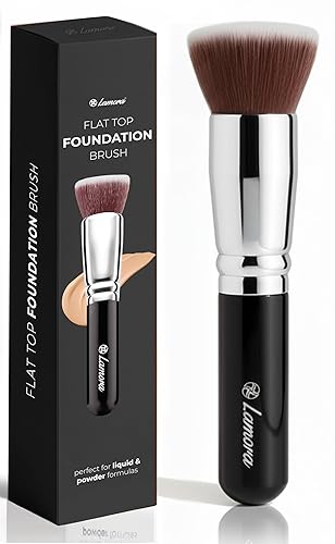 Lamora Makeup Brush Foundation Kabuki - Flat Top Face Brush for Liquid, Cream, and Powder Cosmetics - Full Coverage Blending, Buffing, Stippling Beauty & Personal Care Lamora